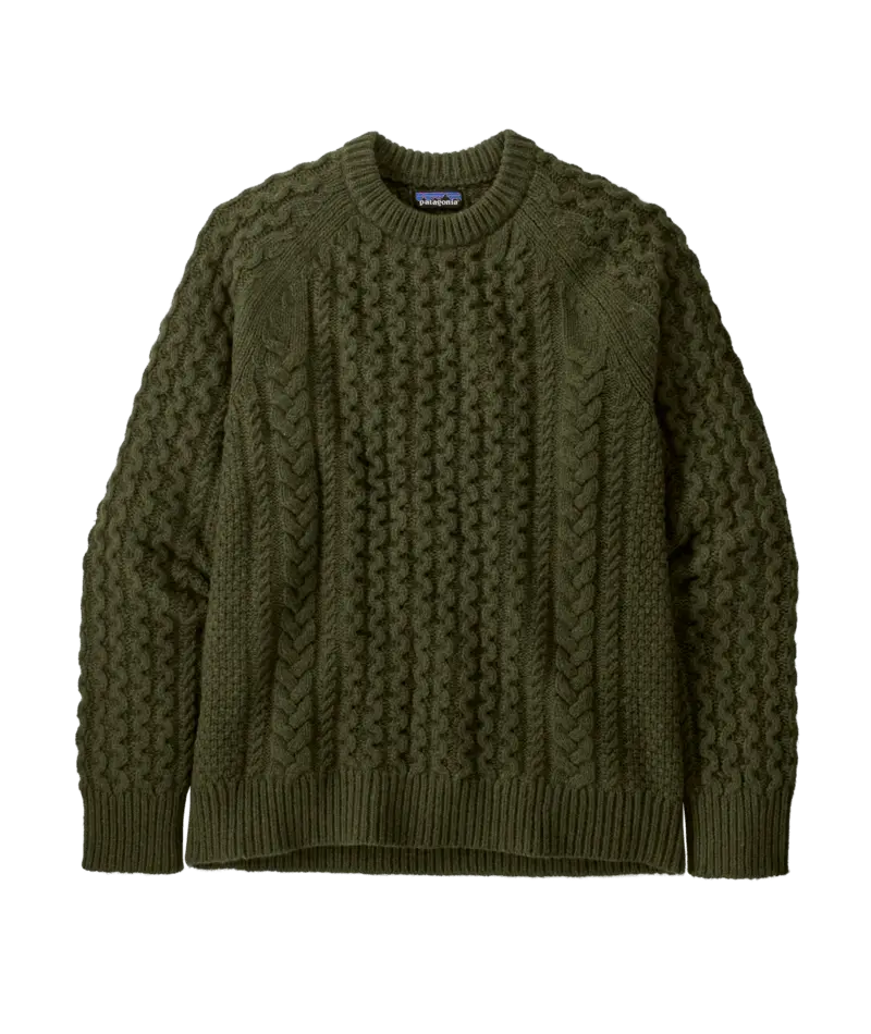 Recycled Wool-Blend Cable-Knit Crewneck Sweater