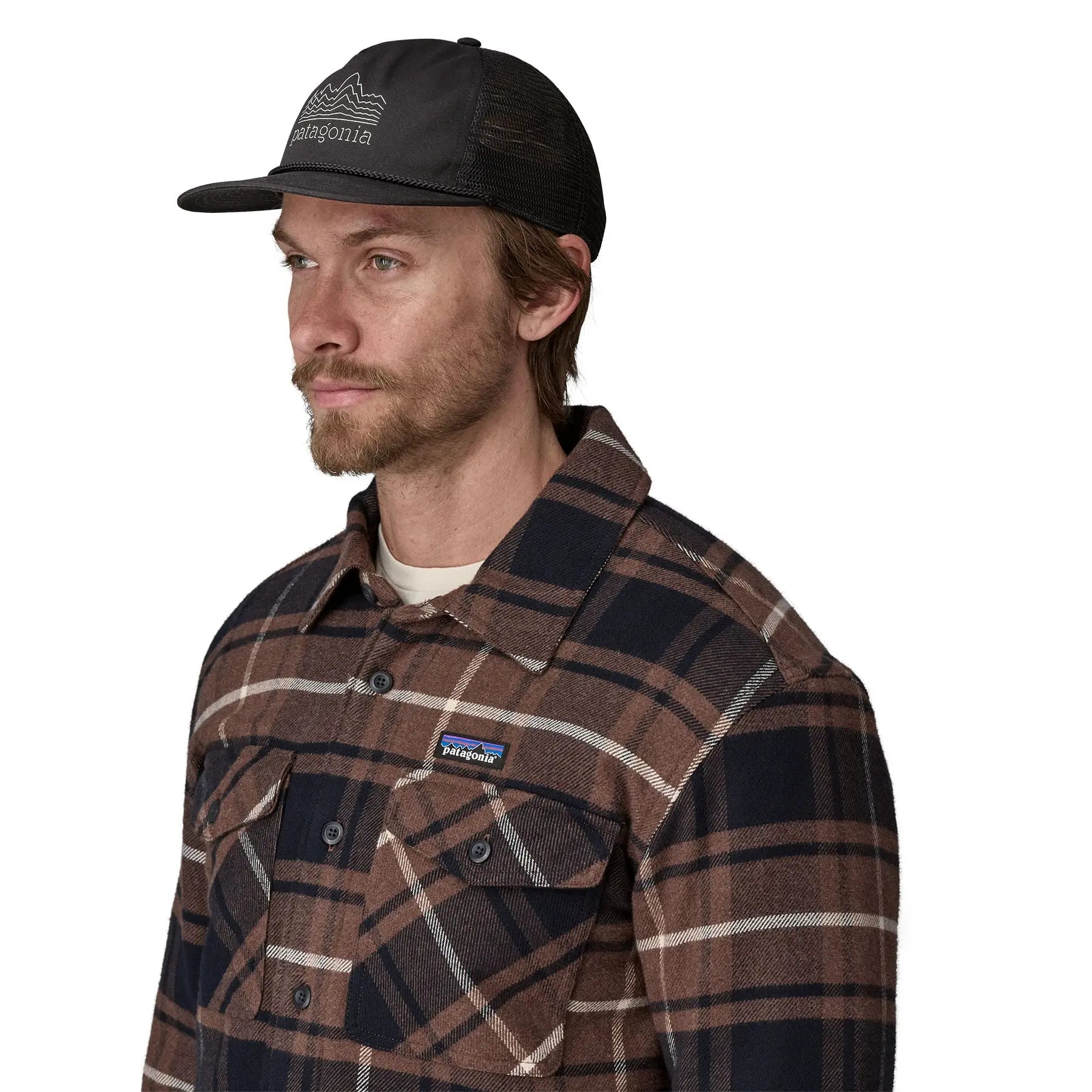 Airfarer Cap in Strata Stencil: Black | Patagonia Bend