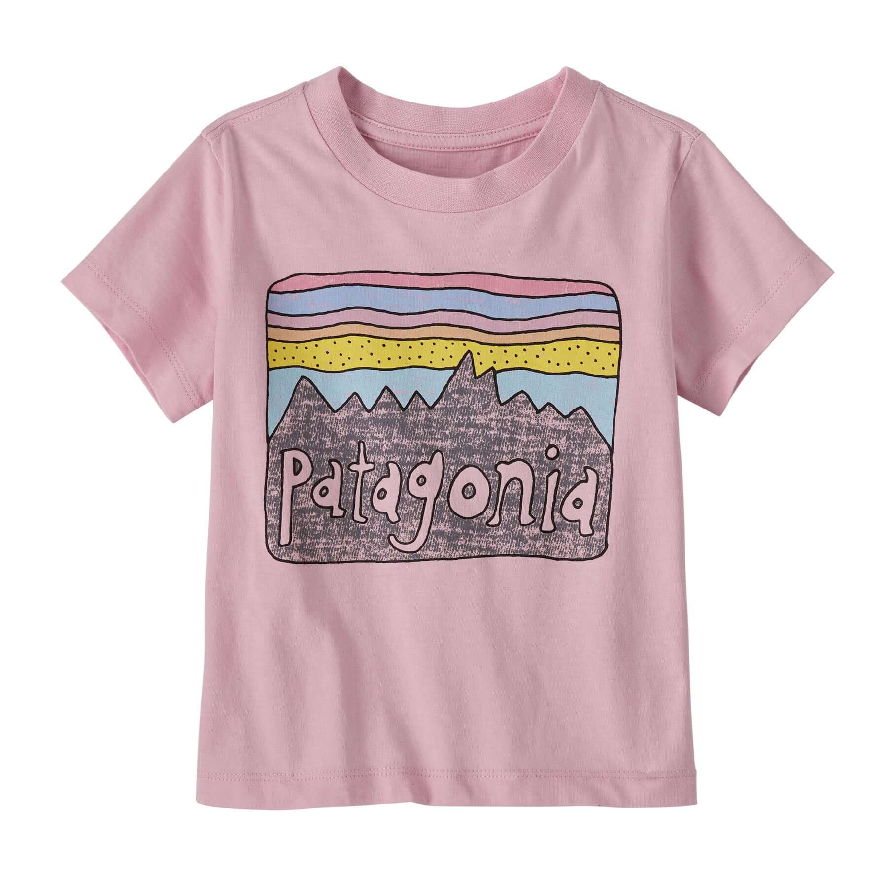 Baby Fitz Roy Skies T - Shirt in Peaceful Pink | Patagonia Bend