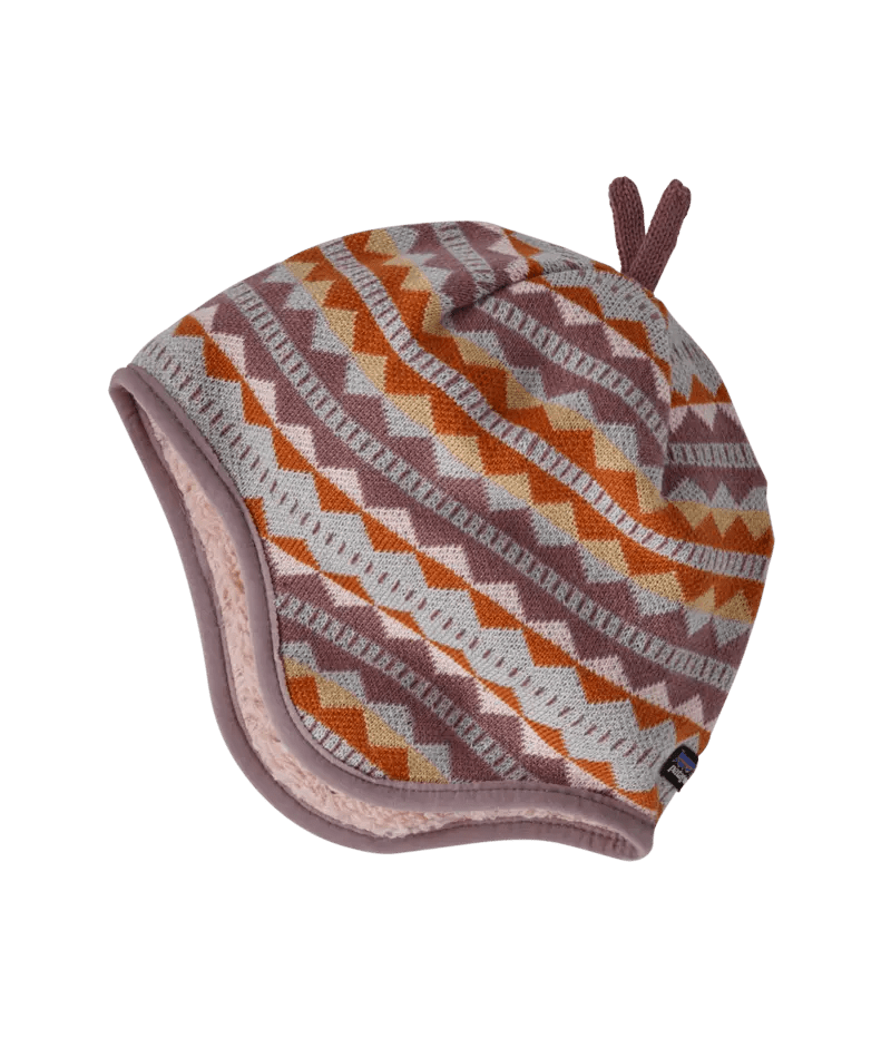 Baby Reversible Beanie in Diamond Stripe: Stormy Mauve | Patagonia Bend