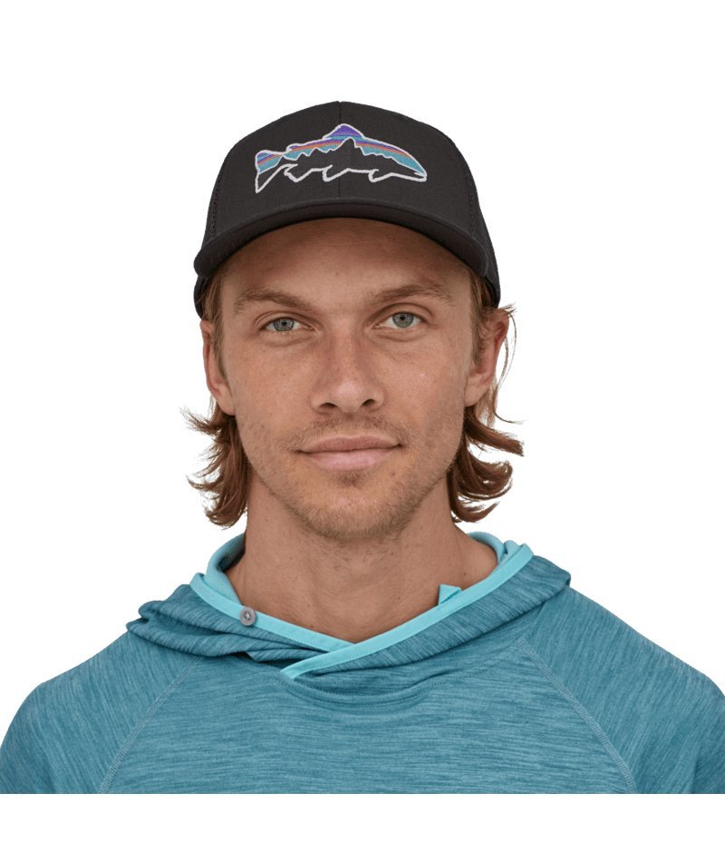 Fitz Roy Trout Trucker Hat in Black | Patagonia Bend