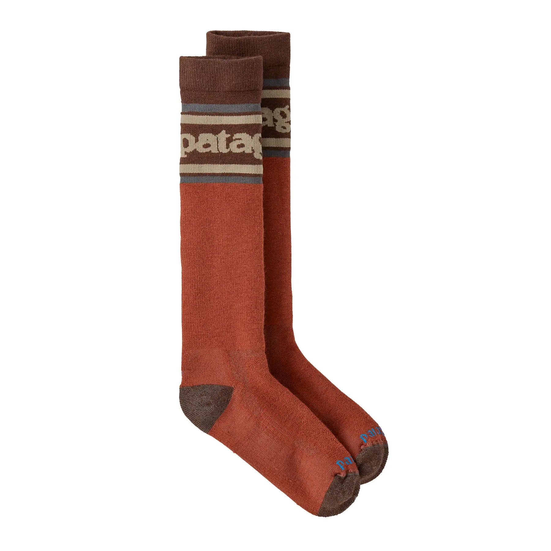 Heavyweight Wool Knee Socks in Park Stripe: Burnished Red | Patagonia Bend