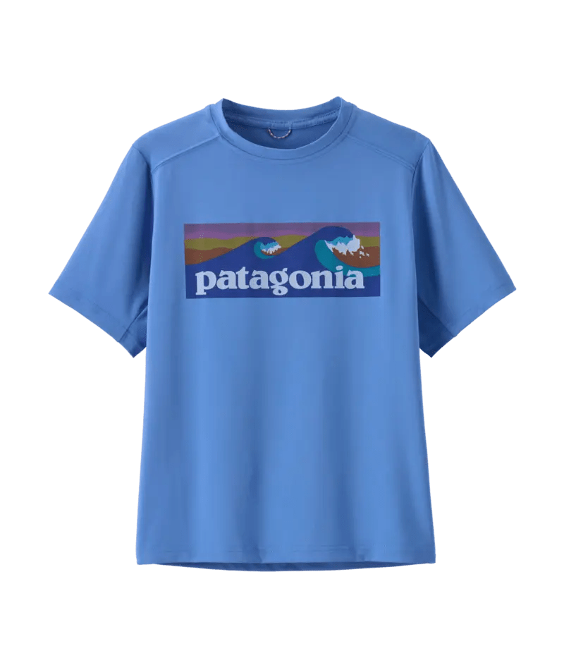 Kid's Cap SW T-Shirt in Boardshort Logo: Abundant Blue | Patagonia Bend