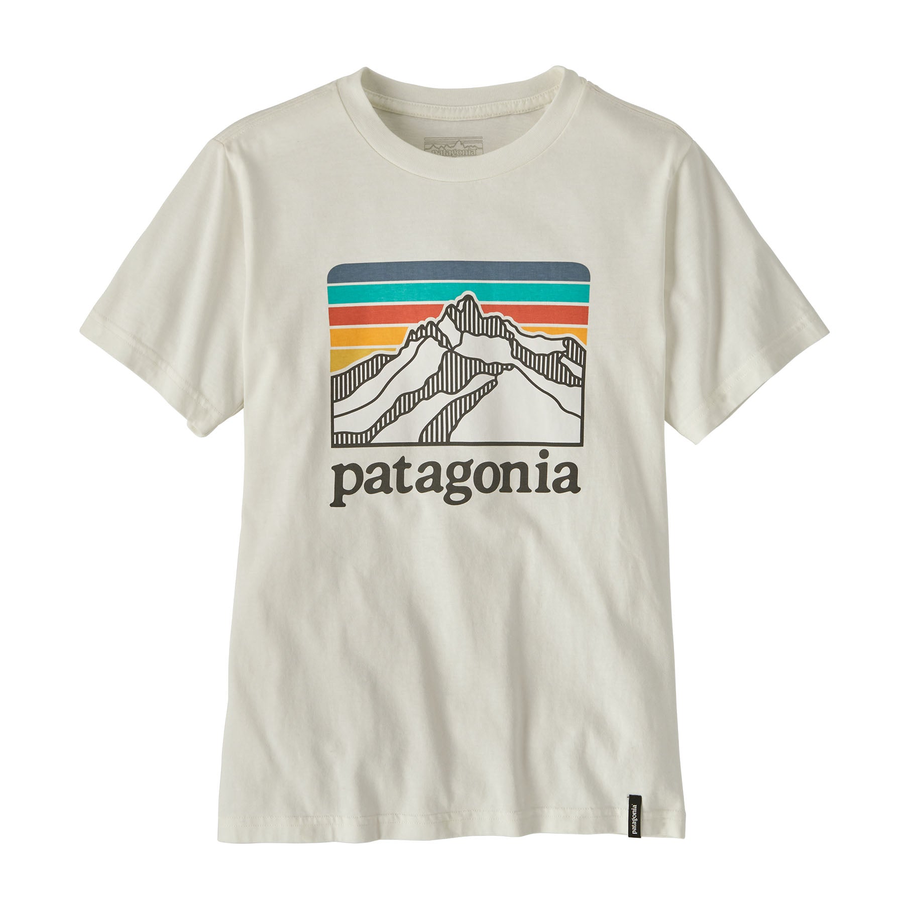 Kid's Graphic T-Shirt in Line Logo Ridge: Birch White | Patagonia Bend