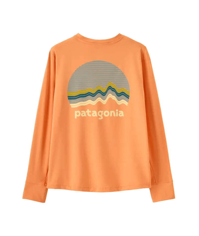 Kid's Long - Sleeved Cap SW T-Shirt in Ridge Rise Moonlight: Heirloom Peach | Patagonia Bend