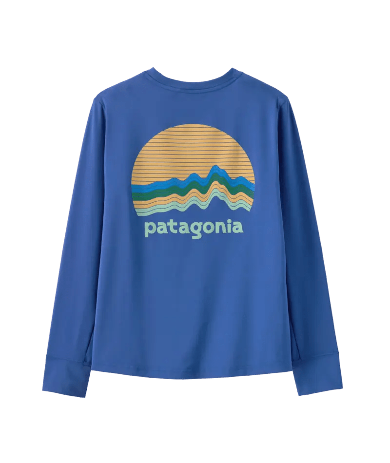 Kid's Long - Sleeved Cap SW T-Shirt in Ridge Rise Moonlight: Eddy Blue | Patagonia Bend