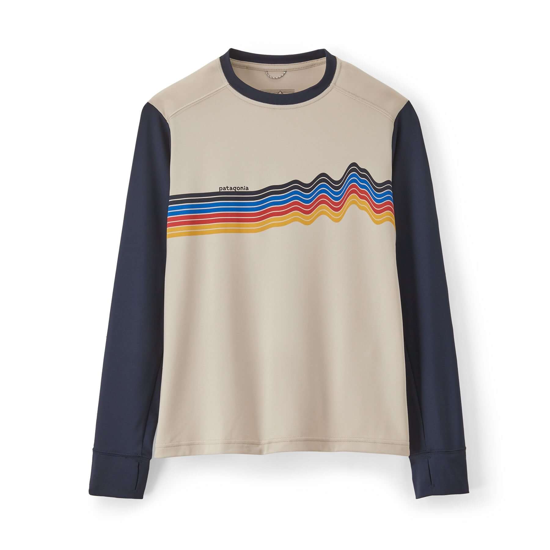 Kids' Long - Sleeved Capilene Silk - Weight T - Shirt in Ridge Rise Stripe: Pumice | Patagonia Bend