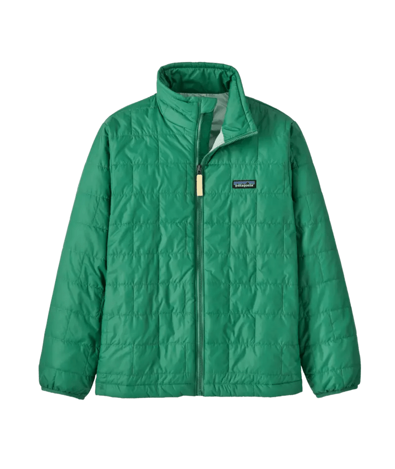 Kid's Nano Puff Brick Quilt Jacket in Heartleaf Green | Patagonia Bend