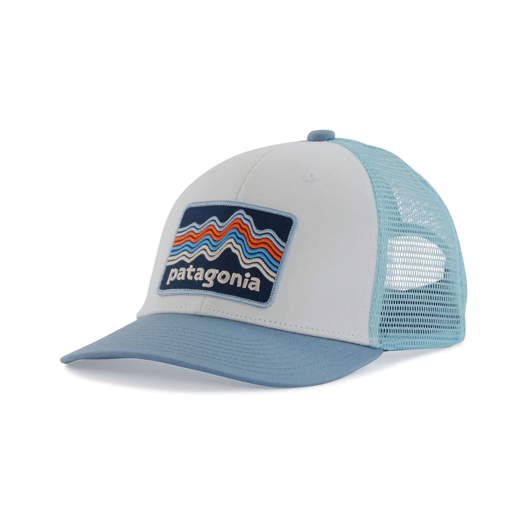 Kids' Trucker Hat in Ridge Rise Stripe: Light Plume Grey | Patagonia Bend