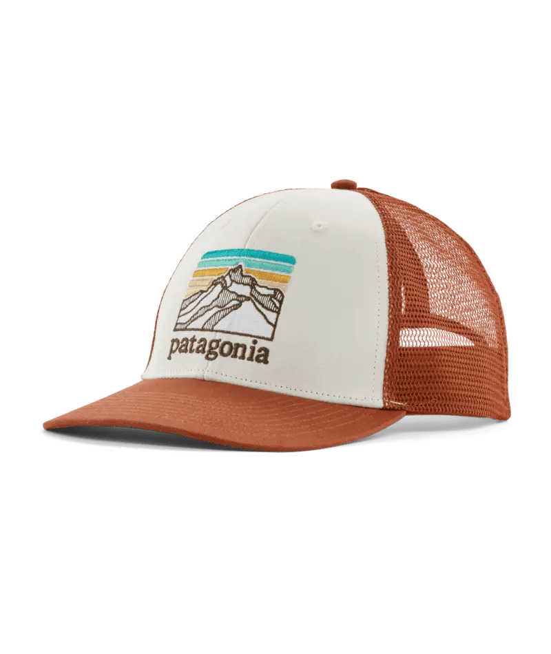 Line Logo Ridge LoPro Trucker Hat in White w/Burnished Red | Patagonia Bend