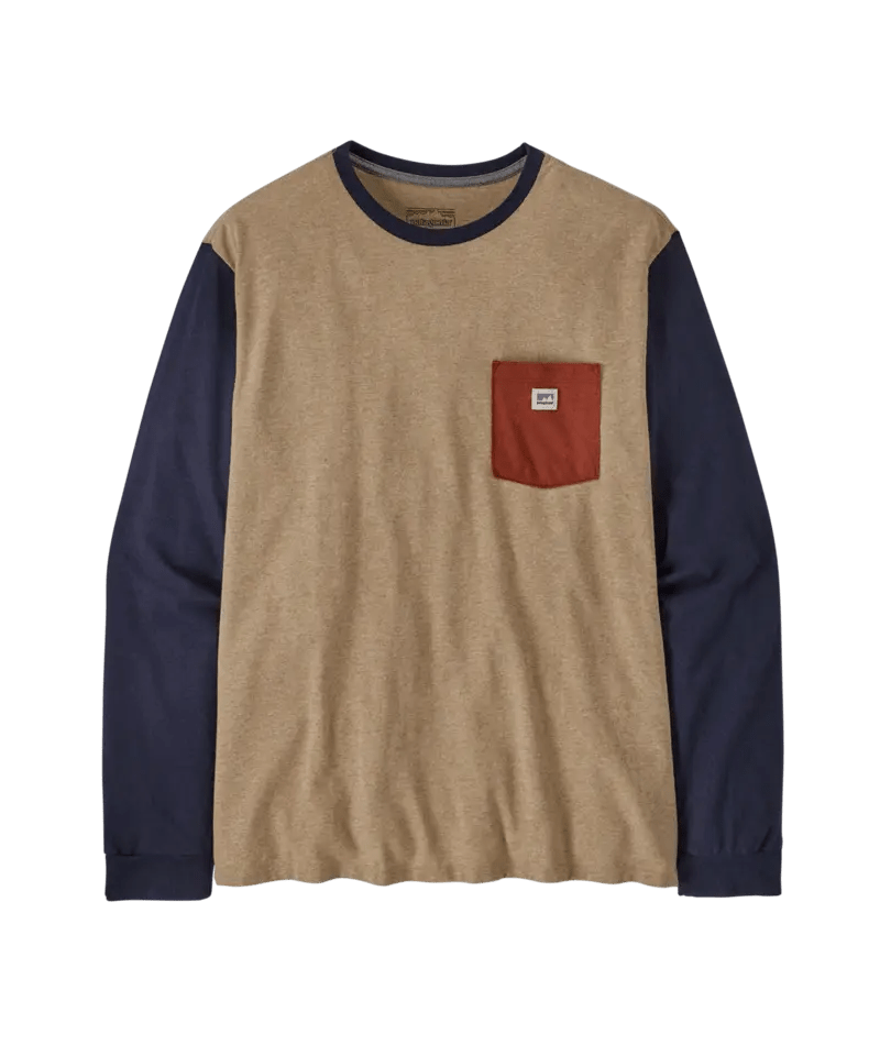 Long - Sleeved Shop Sticker Pocket Responsibili - Tee in Grayling Brown | Patagonia Bend