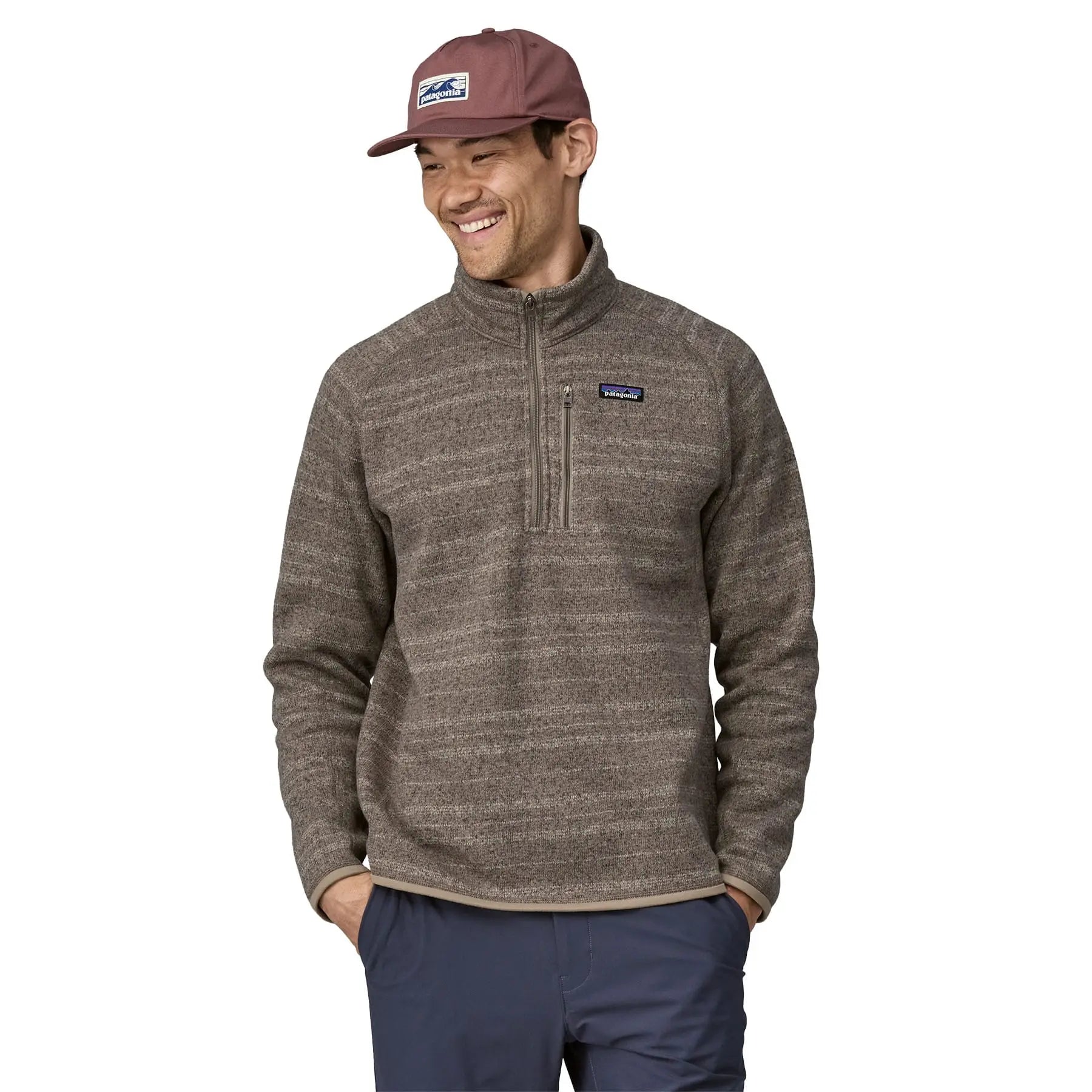 Men's Better Sweater® 1/4 - Zip in Vinyl Stripe: Seabird Grey | Patagonia Bend