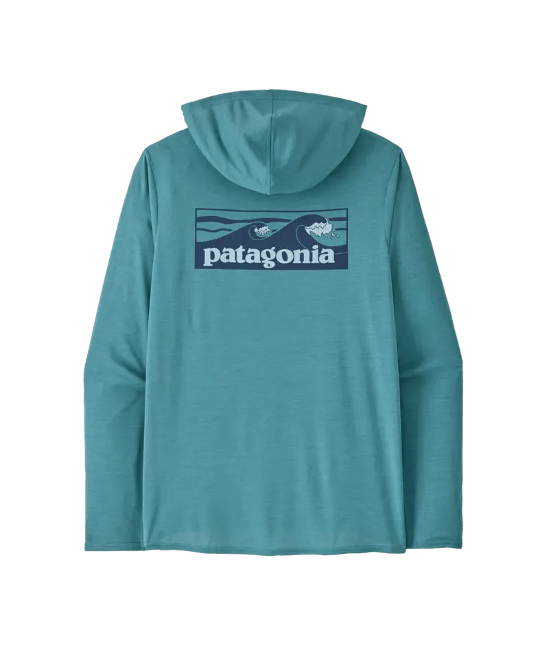 Men's Cap Cool Daily Graphic Hoody in Boardshort Logo Tones: Wetland Blue X - Dye | Patagonia Bend