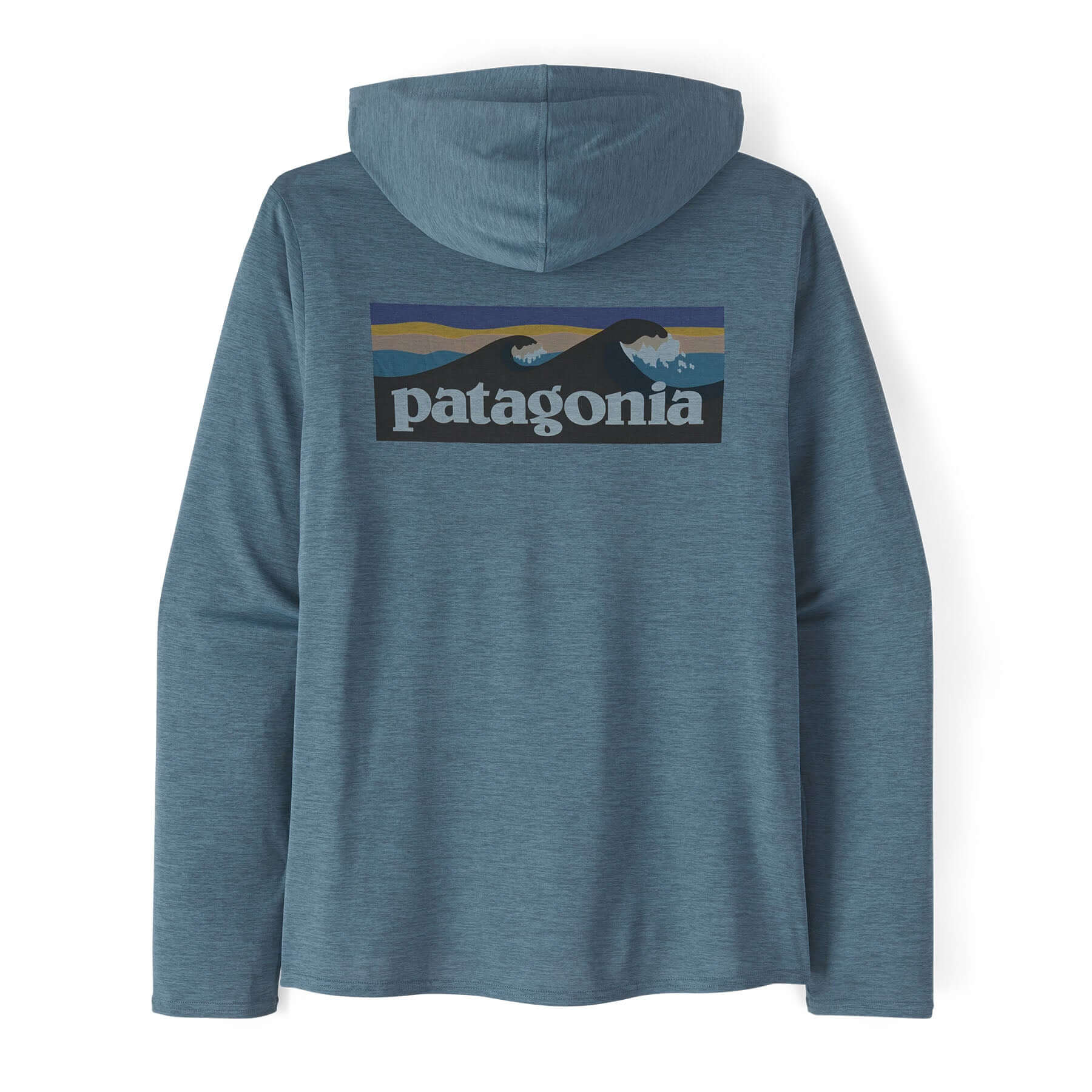 Men's Capilene® Cool Daily Graphic Hoody in Boardshort Logo: Utility Blue X - Dye | Patagonia Bend