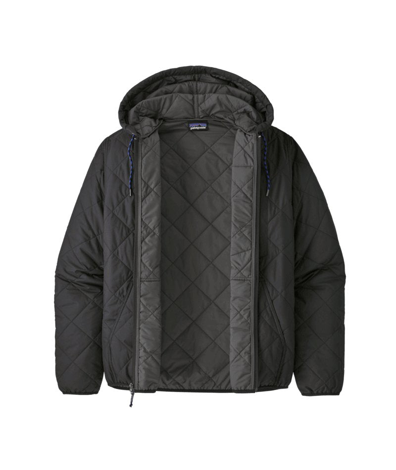 Men's Diamond Quilted Bomber Hoody - Black / XS