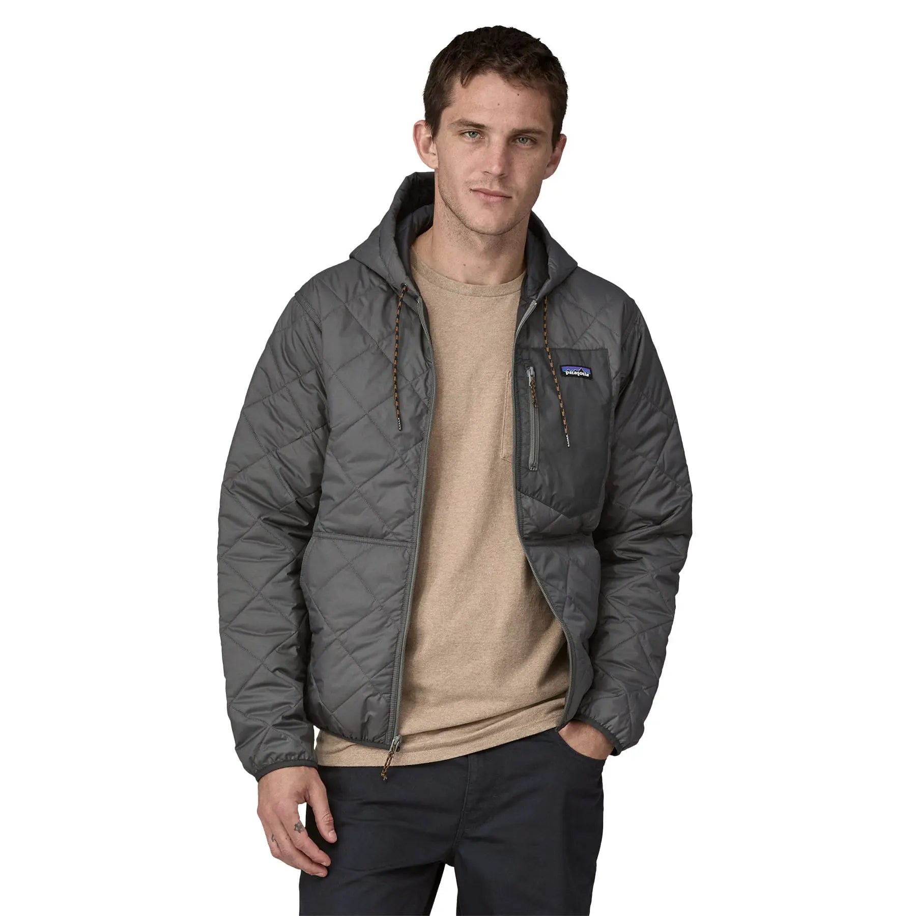 Men's Diamond Quilted Bomber Hoody in Noble Grey | Patagonia Bend