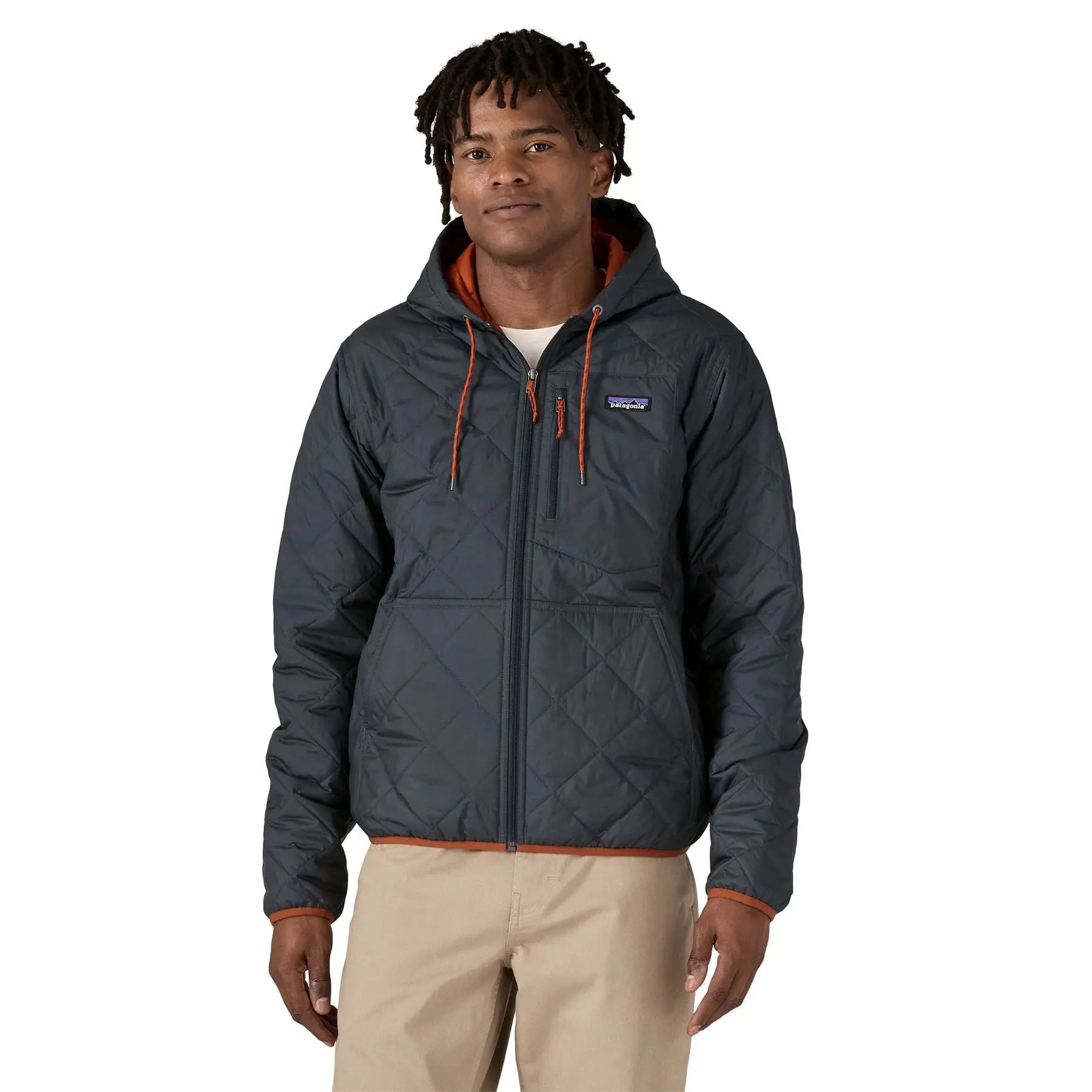 Men's Diamond Quilted Bomber Hoody in Smolder Blue | Patagonia Bend