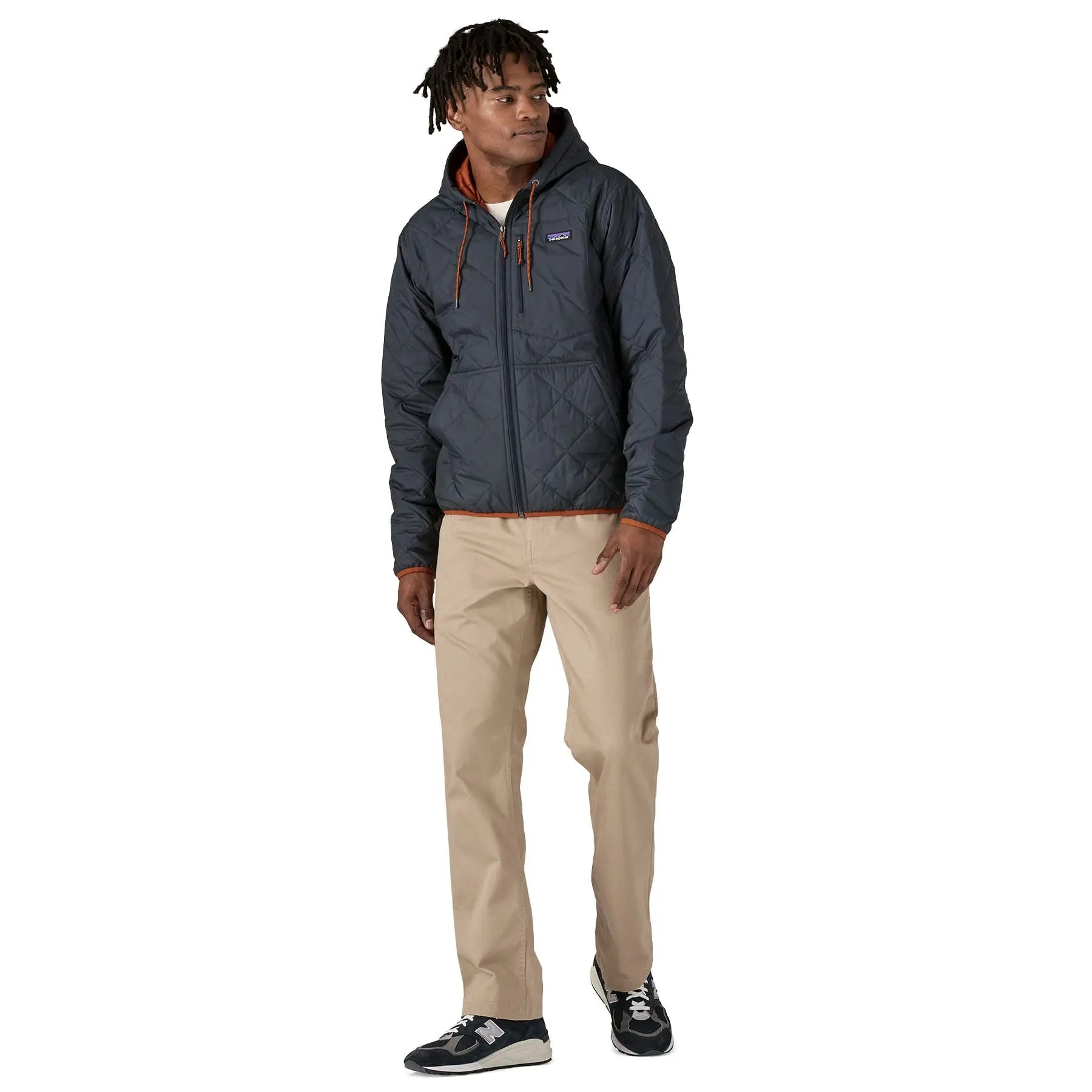 Men's Diamond Quilted Bomber Hoody in Smolder Blue | Patagonia Bend