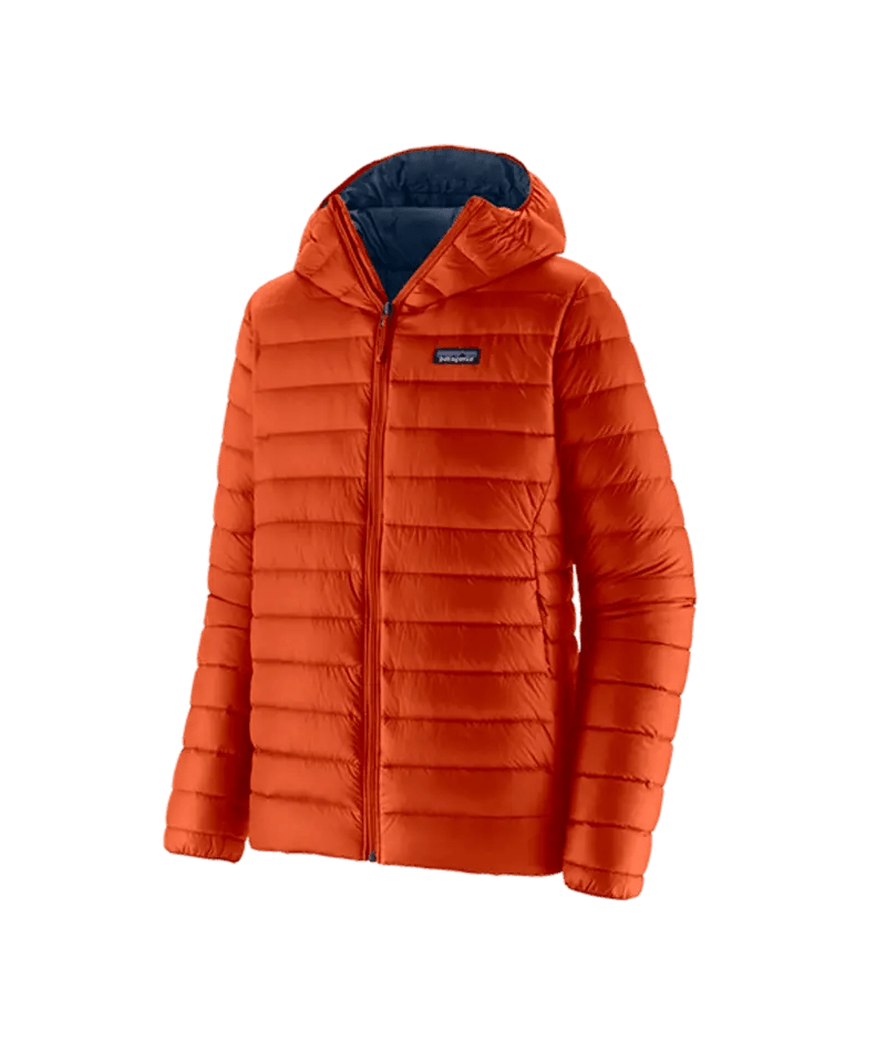 Men's Down Sweater Hoody in Pollinator Orange | Patagonia Bend