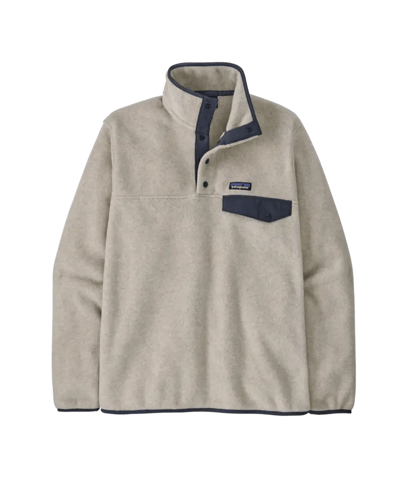 Men's Lightweight Synch Snap - T Pullover in Oatmeal Heather w/Smolder Blue | Patagonia Bend