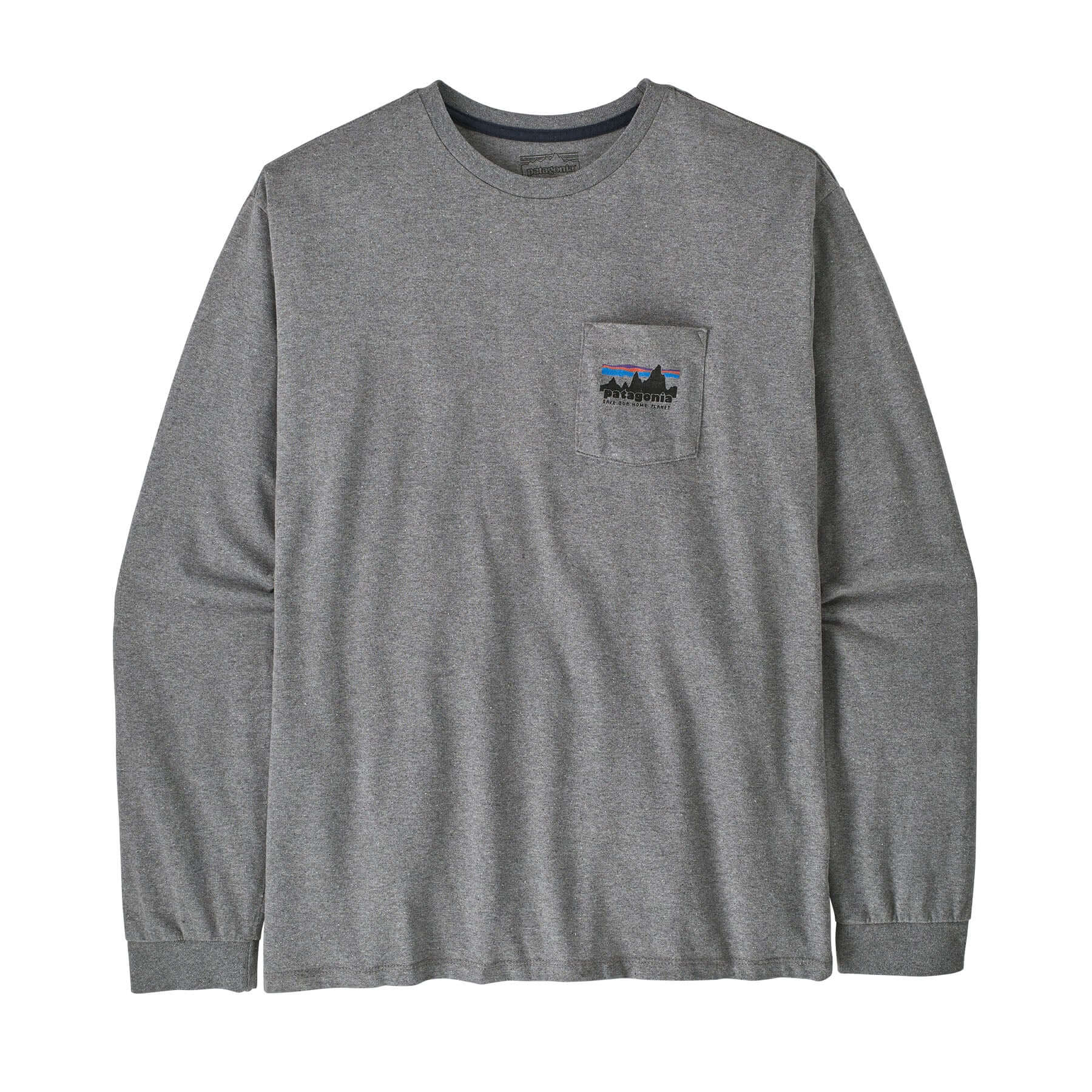 Men's Long - Sleeced '73 Skyline Pocket Responsibili - Tee in GRAVEL HEATHER | Patagonia Bend