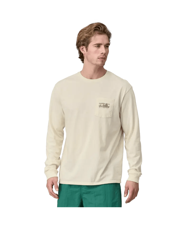 Men's Long - Sleeved '73 Skyline Pocket Responsibili - Tee in Birch White | Patagonia Bend