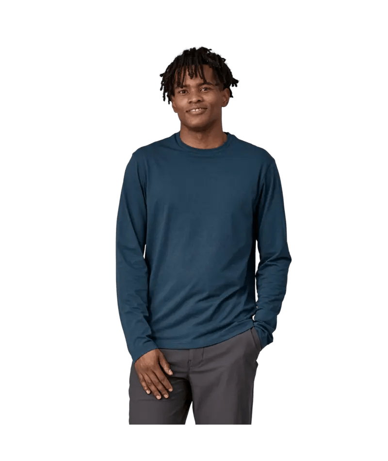 Men's Long - Sleeved Essential Tee in Tidepool Blue | Patagonia Bend