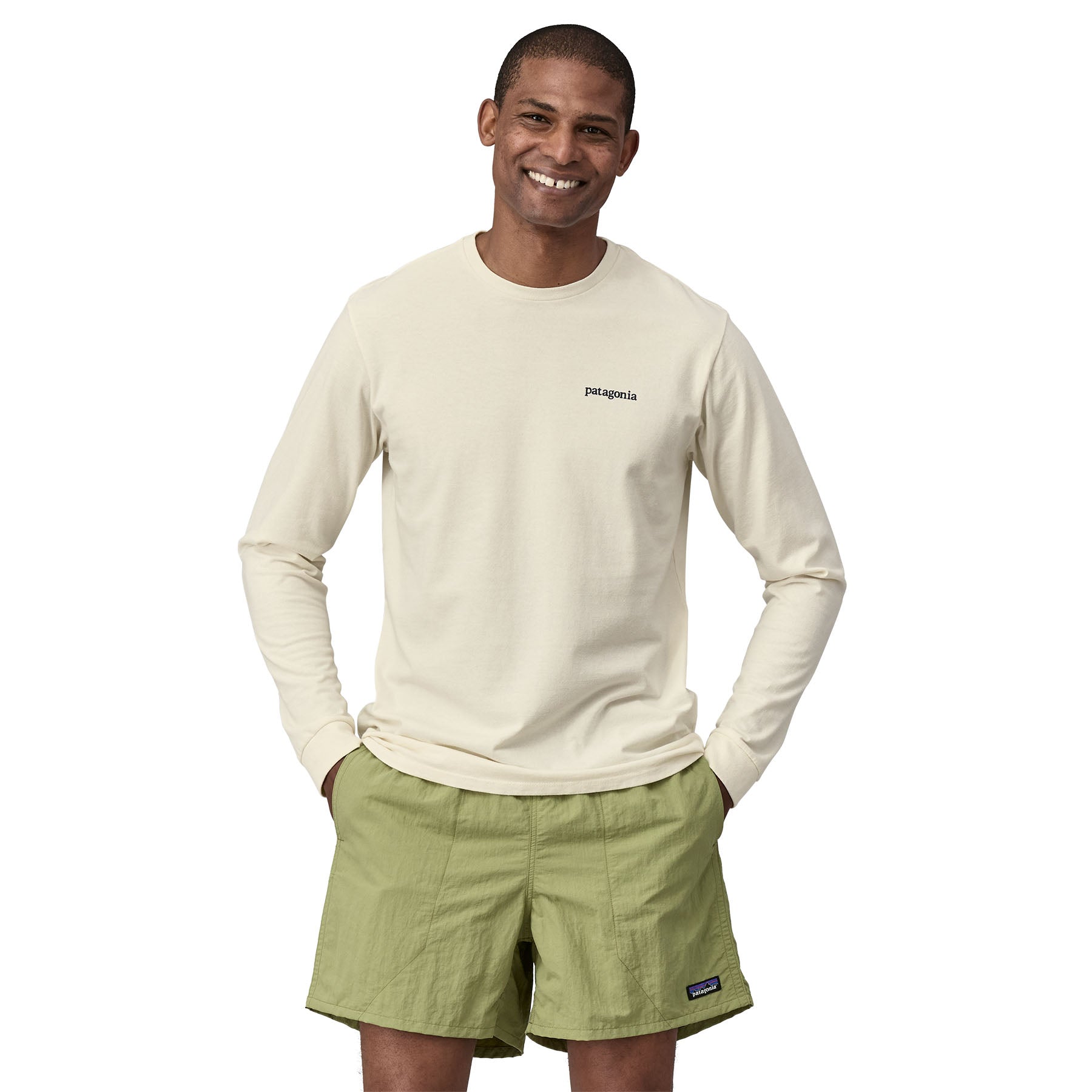 Men's Long - Sleeved Line Logo Ridge Responsibili - Tee in Birch White | Patagonia Bend