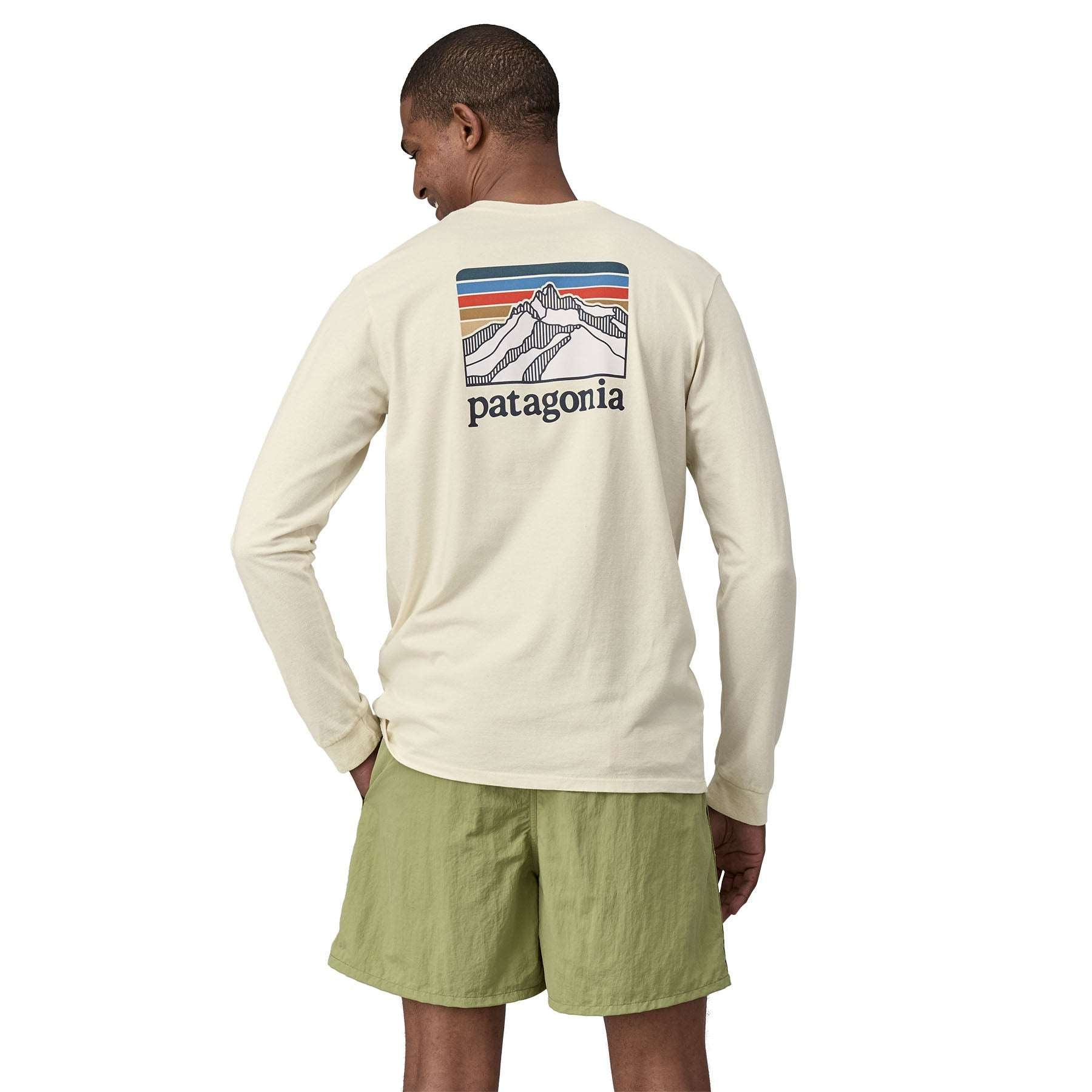 Men's Long - Sleeved Line Logo Ridge Responsibili - Tee in Birch White | Patagonia Bend