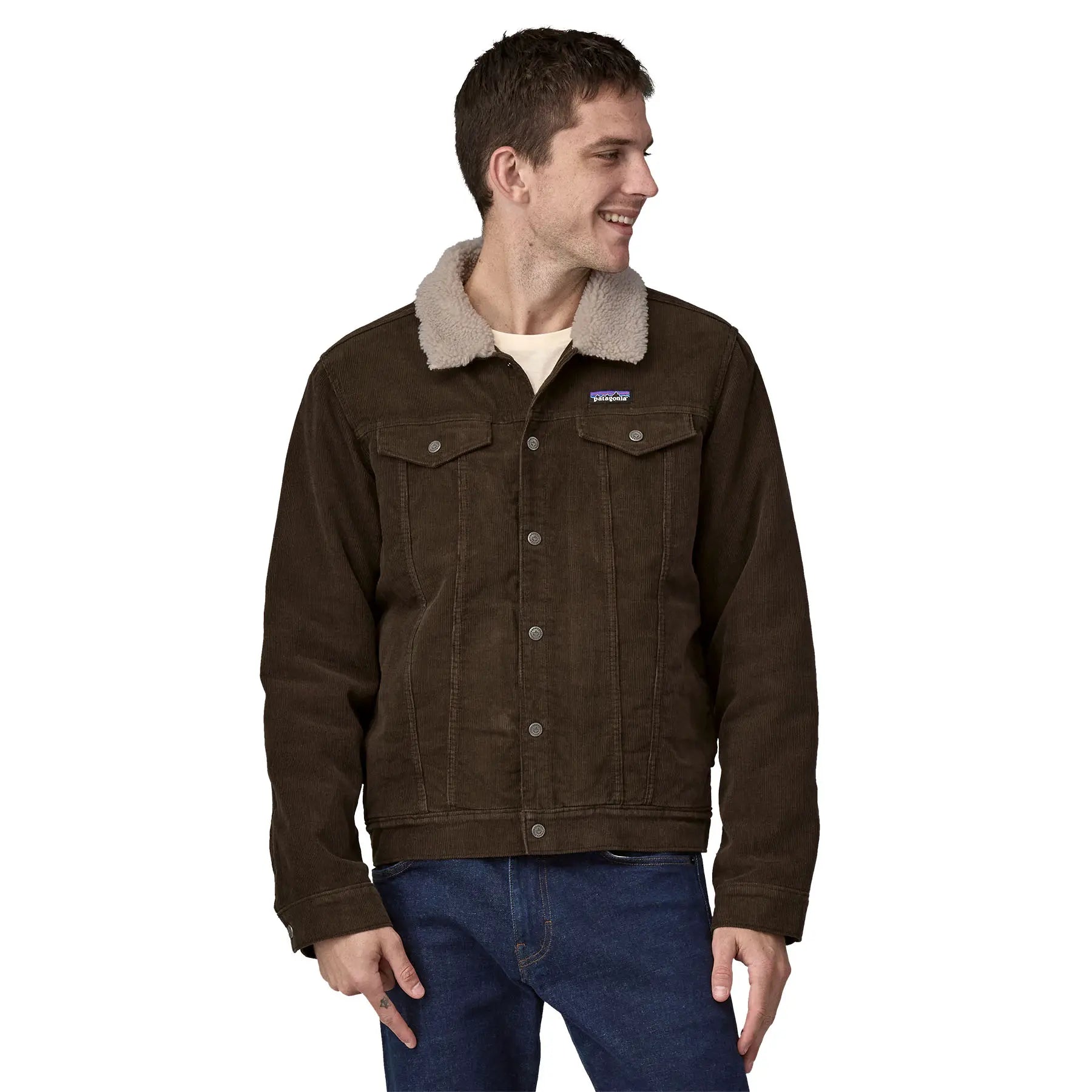 Men's Pile - Lined Trucker Jacket in DARK WALNUT | Patagonia Bend