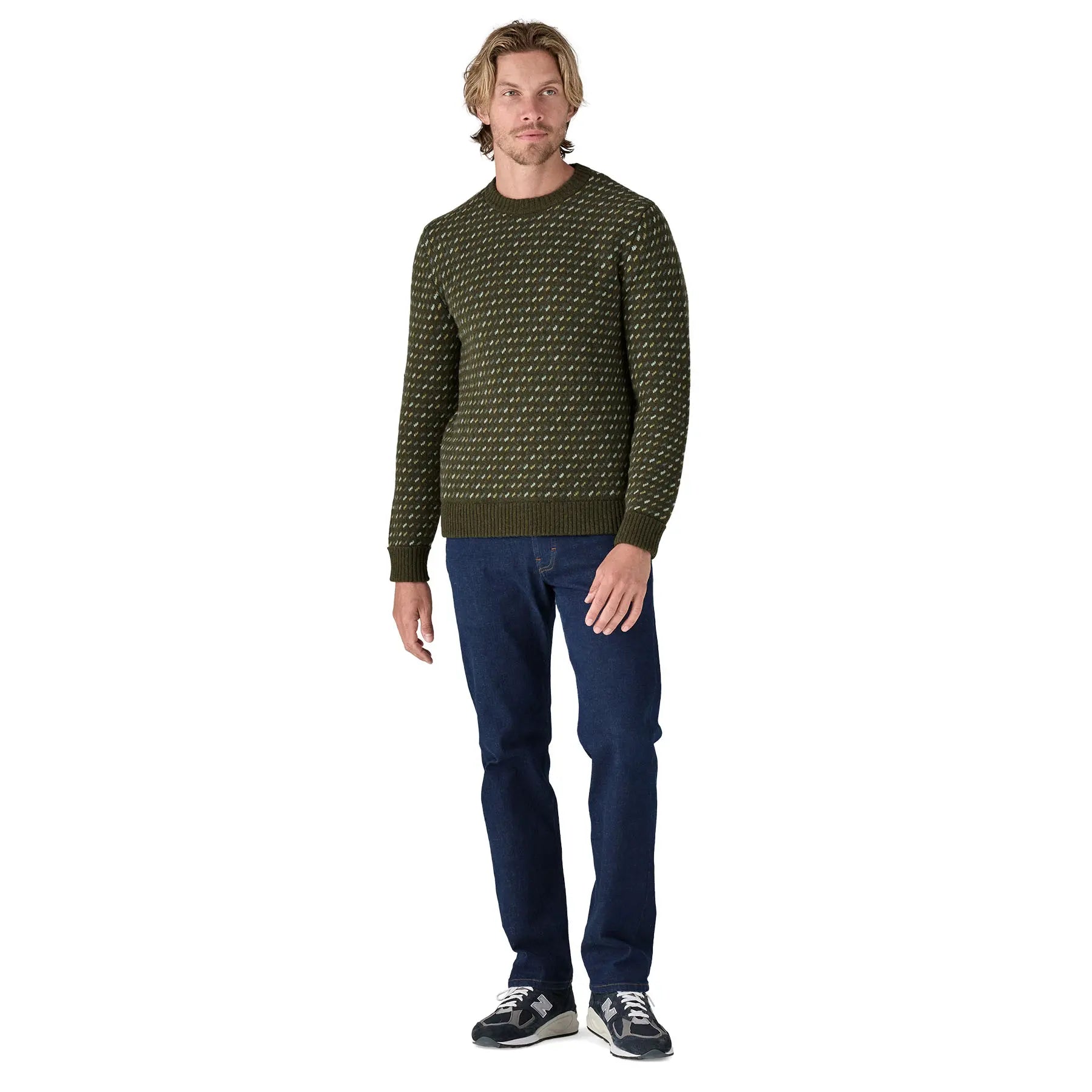 Men's Recycled Wool - Blend Sweater in Fisherman Stitch: Pine Needle Green | Patagonia Bend