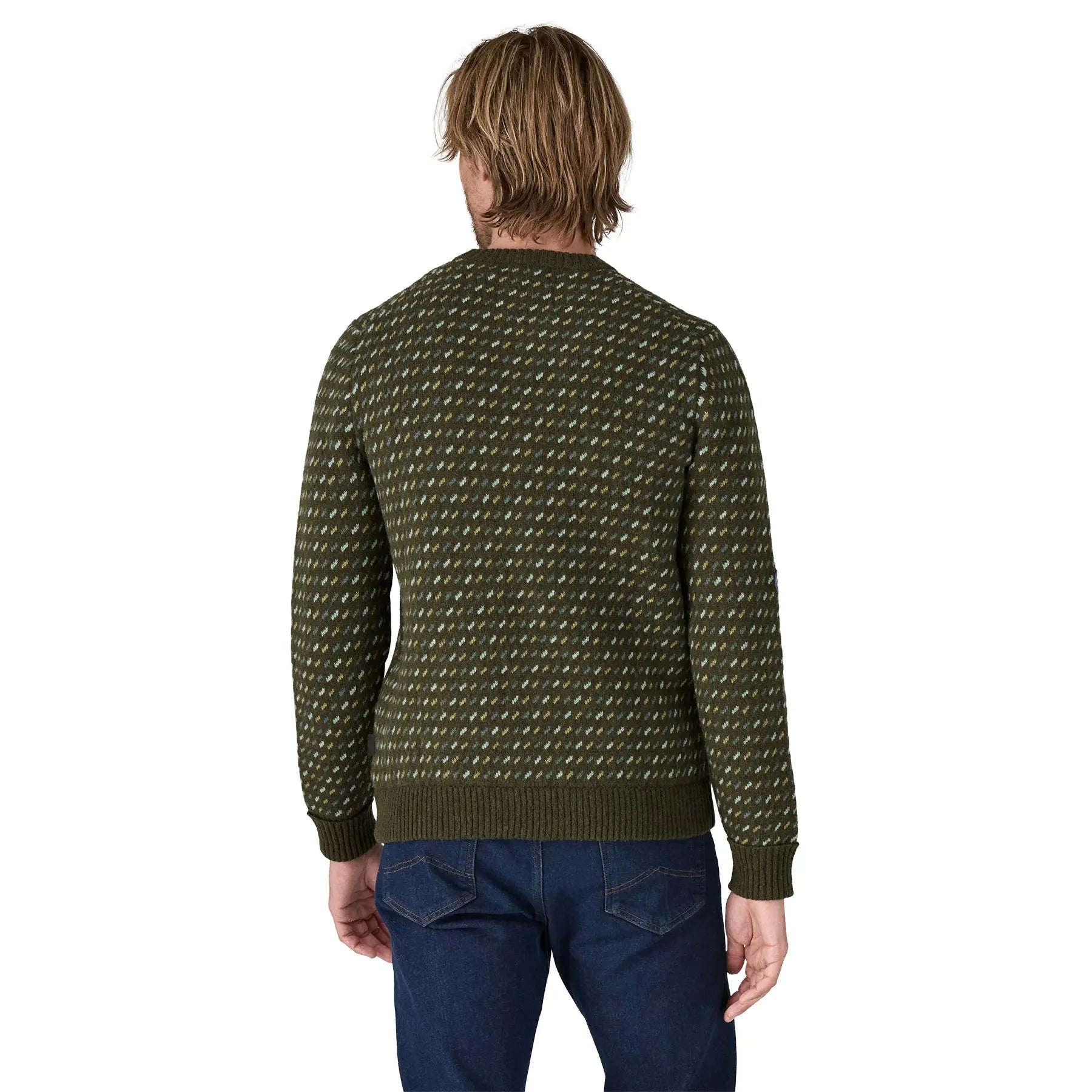 Men's Recycled Wool - Blend Sweater in Fisherman Stitch: Pine Needle Green | Patagonia Bend