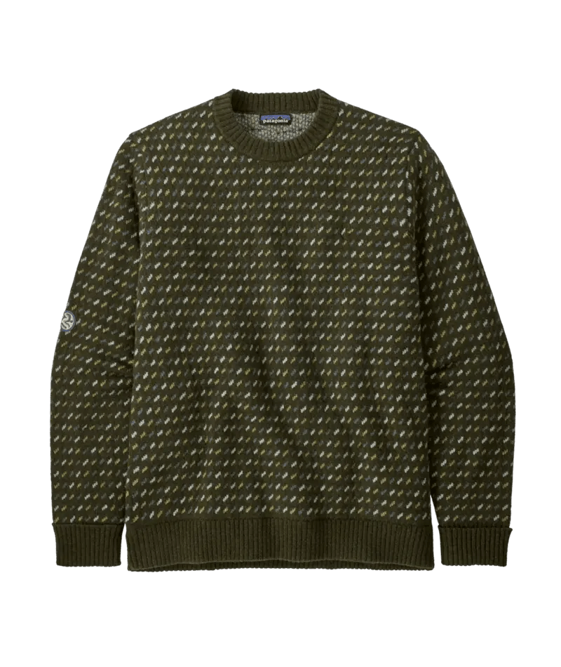 Men's Recycled Wool - Blend Sweater in Fisherman Stitch: Pine Needle Green | Patagonia Bend