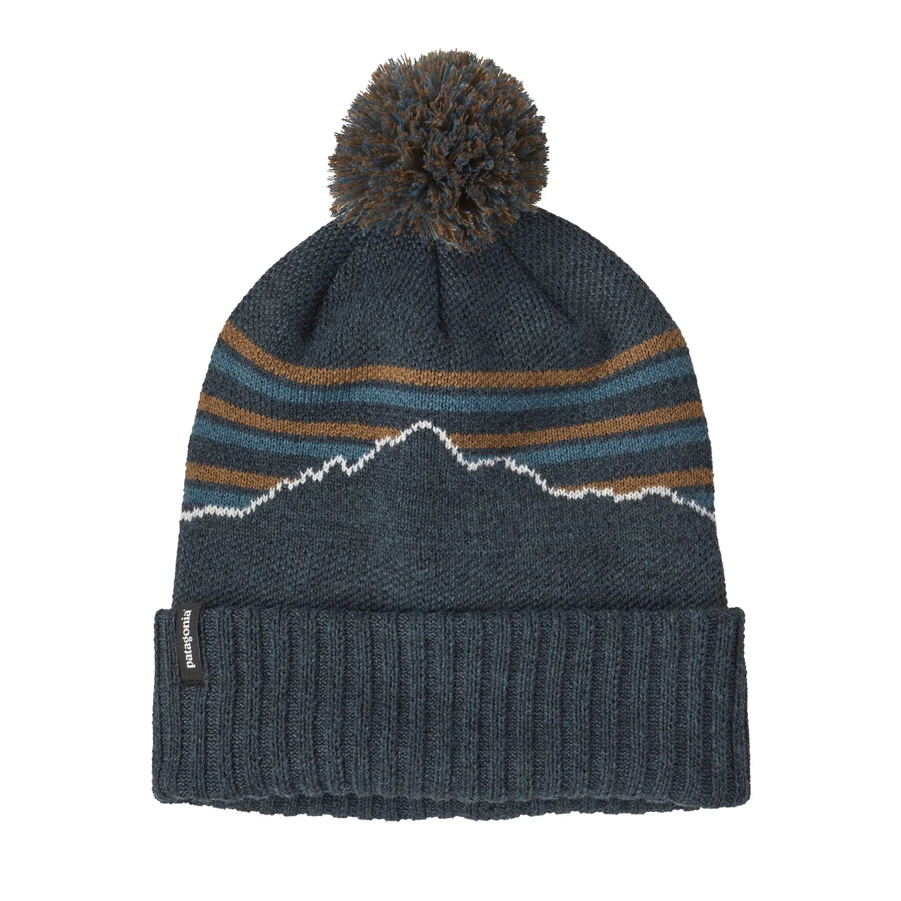 Powder Town Beanie in Fitz Roy Stripe Knit: Smolder Blue | Patagonia Bend