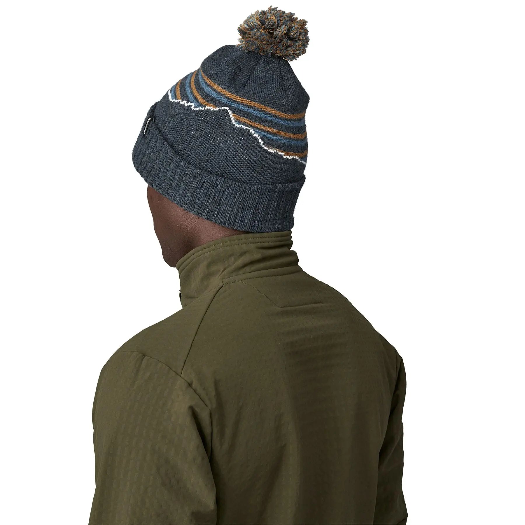 Powder Town Beanie in Fitz Roy Stripe Knit: Smolder Blue | Patagonia Bend