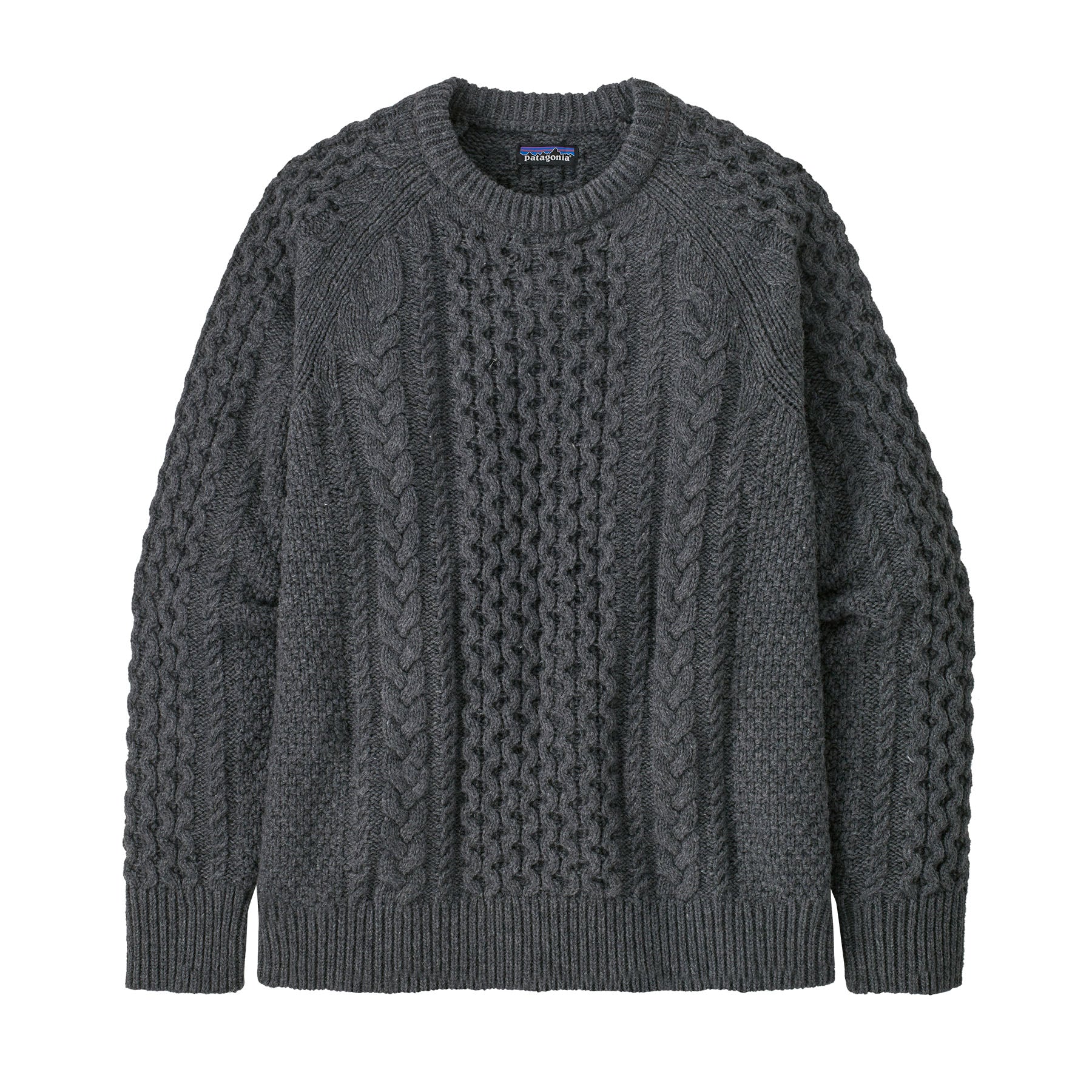 Recycled Wool - Blend Cable - Knit Crewneck Sweater in Hex Grey | Patagonia Bend