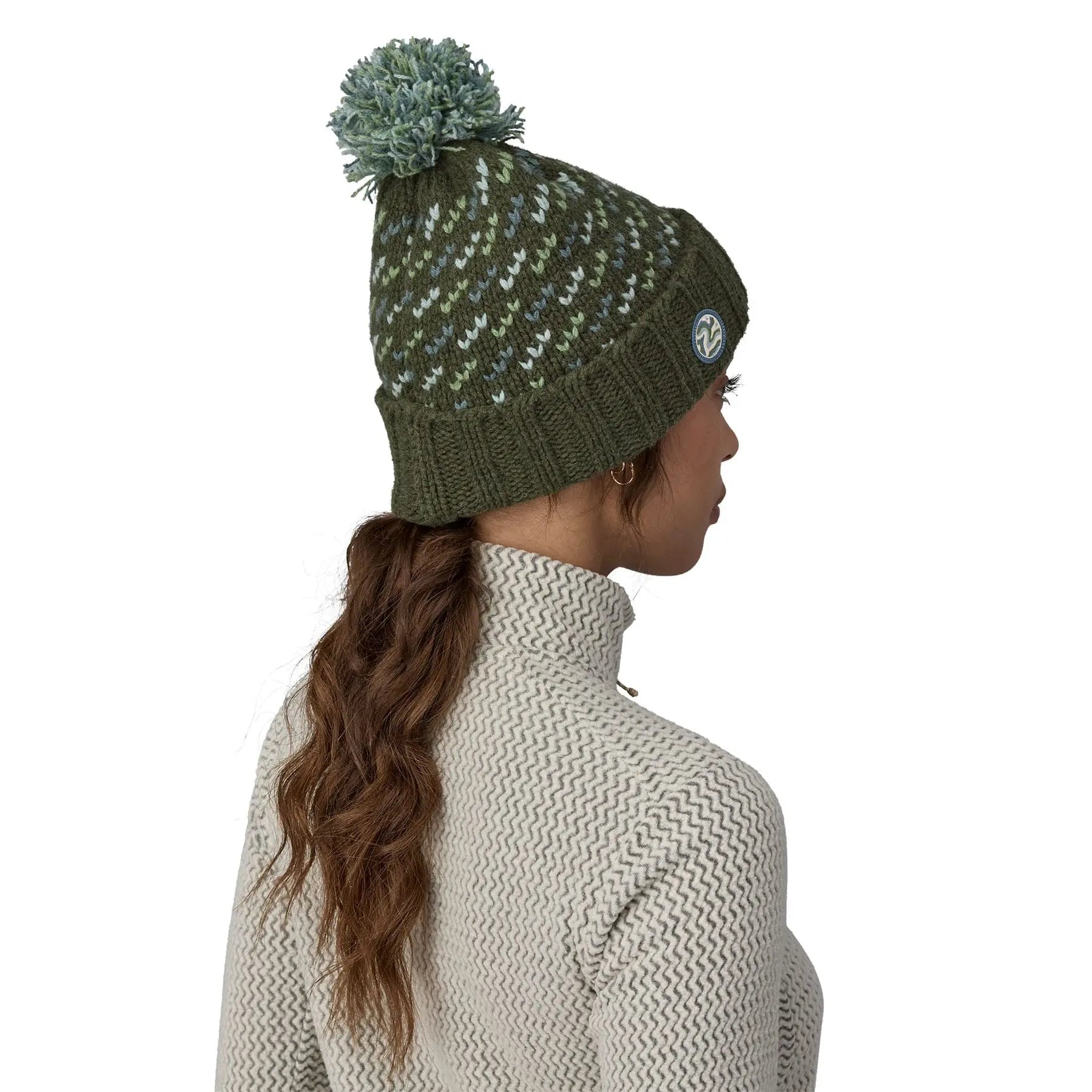 Snowbelle Beanie in Fisherman Stitch: Pine Needle Green | Patagonia Bend