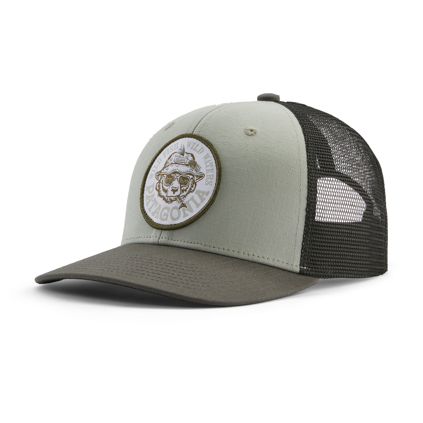 Take a Stand Trucker Hat in Wild Grizz: Sleet Green | Patagonia Bend