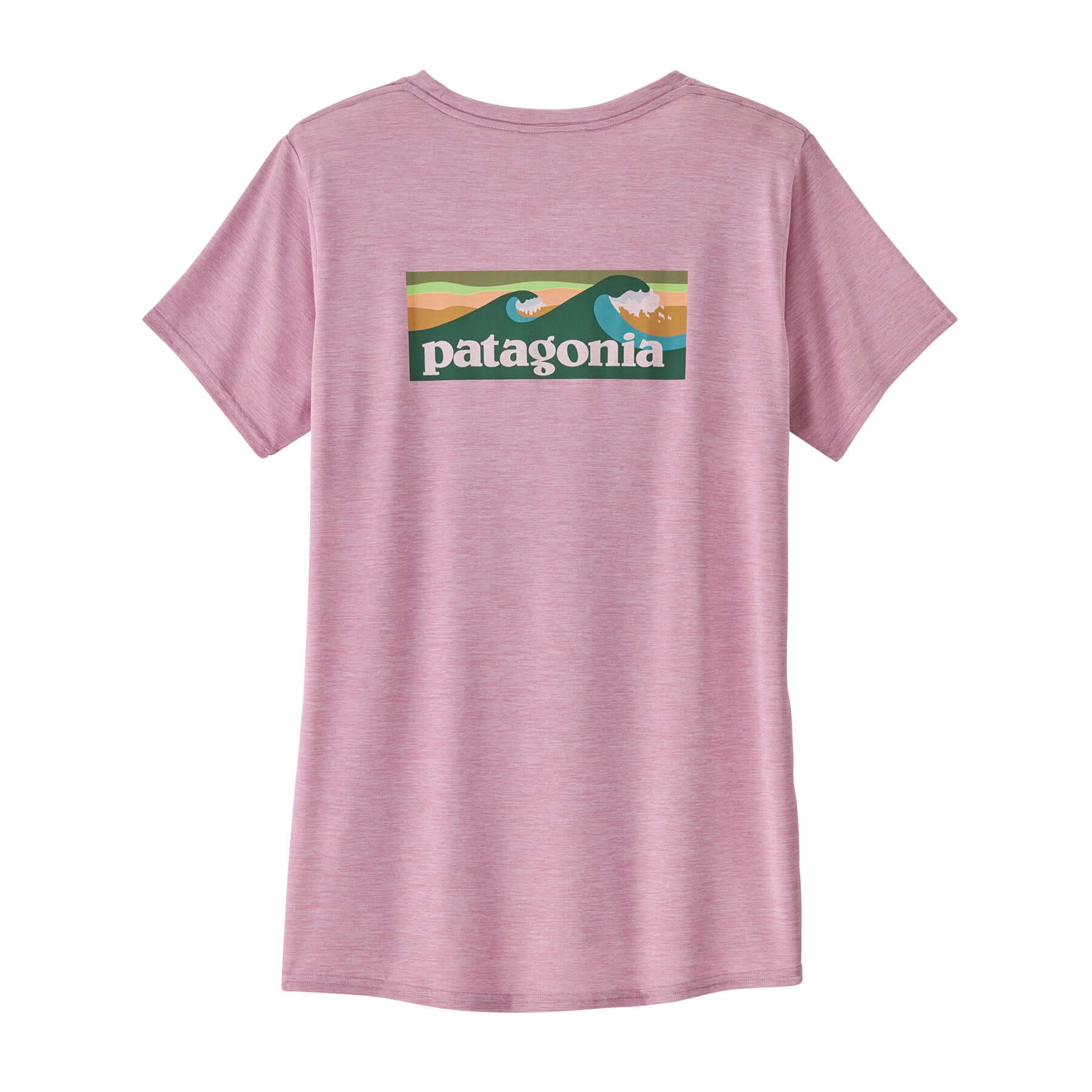 Women's Capilene® Cool Daily Graphic Shirt - Waters in Boardshort Logo: Milkweed Mauve X - Dye | Patagonia Bend