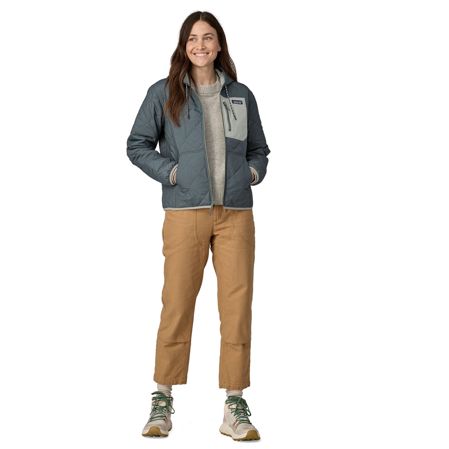 Women's Diamond Quilted Bomber Hoody in NOUVEAU GREEN | Patagonia Bend