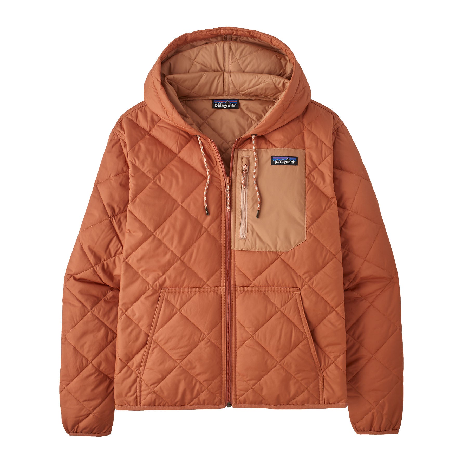 Women's Diamond Quilted Bomber Hoody in Sienna Clay | Patagonia Bend