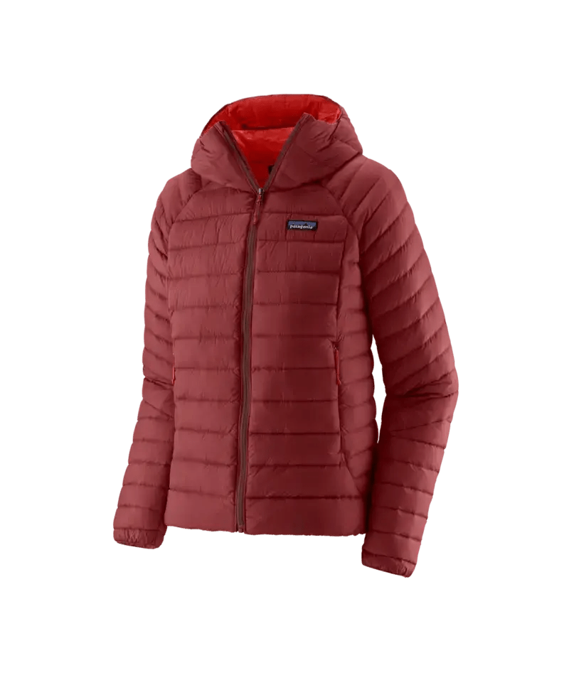 Women's Down Sweater Hoody in OXIDE RED | Patagonia Bend