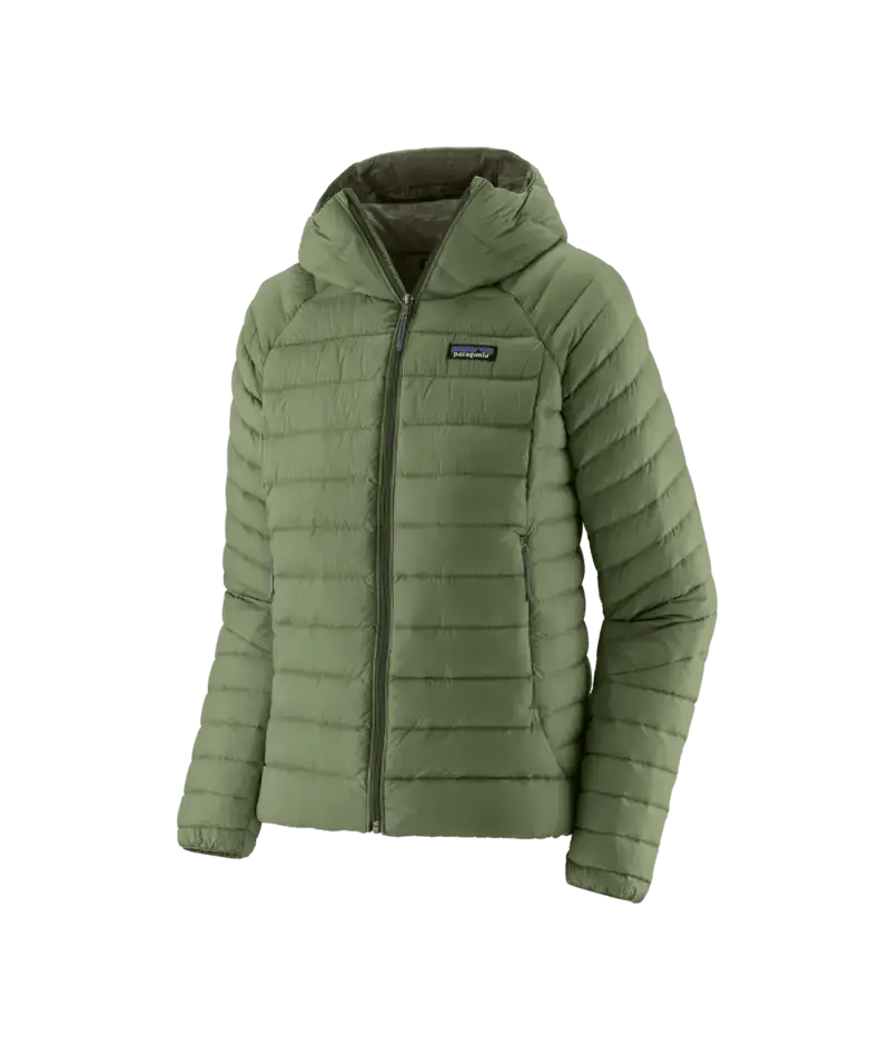 Women's Down Sweater Hoody in Terrain Green | Patagonia Bend