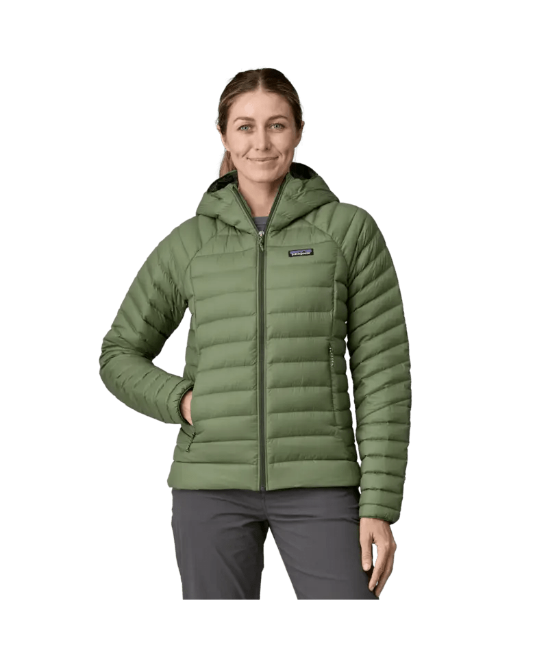 Women's Down Sweater Hoody in Terrain Green | Patagonia Bend