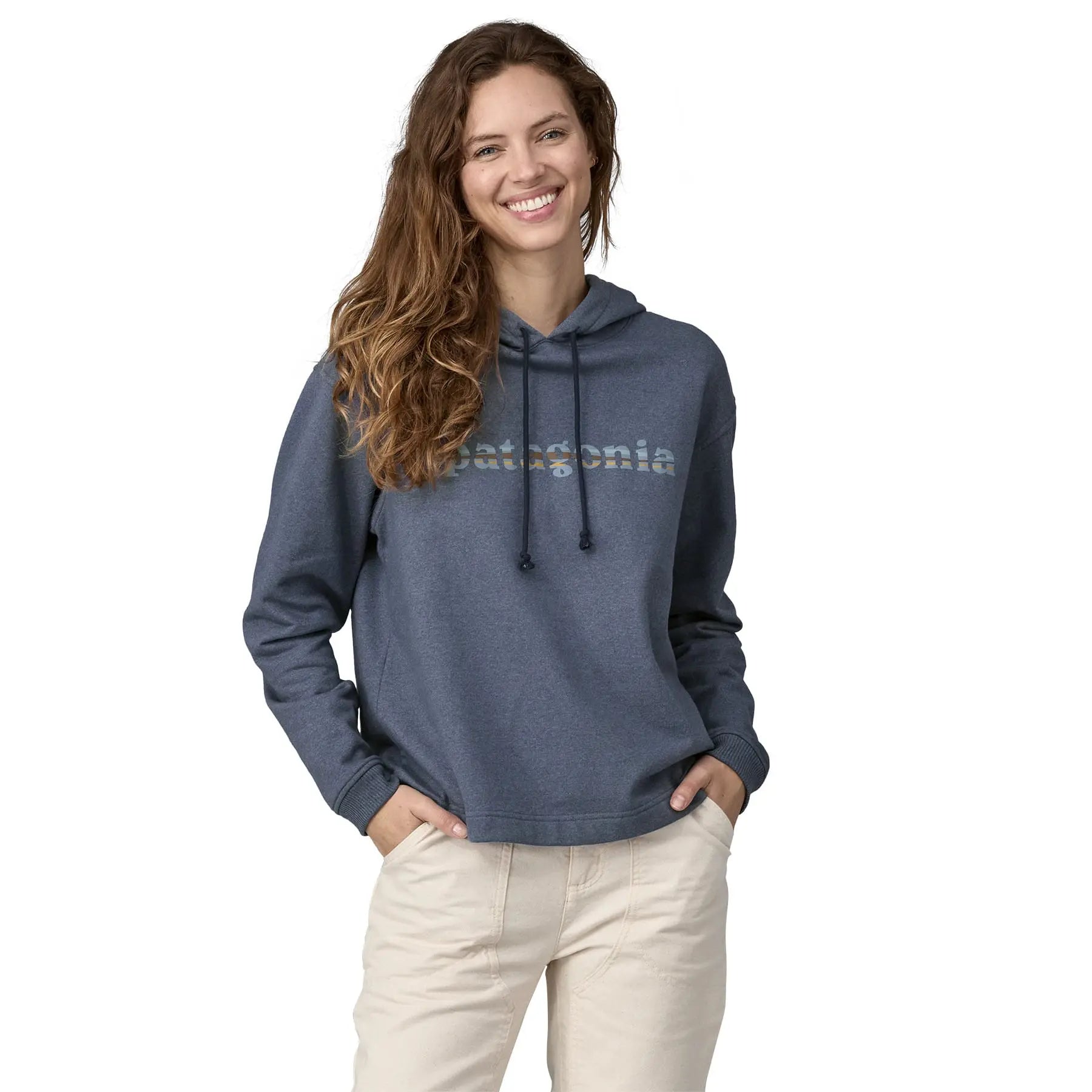 Women's Lightweight '73 Text Logo Wildrise Hoody in New Navy | Patagonia Bend