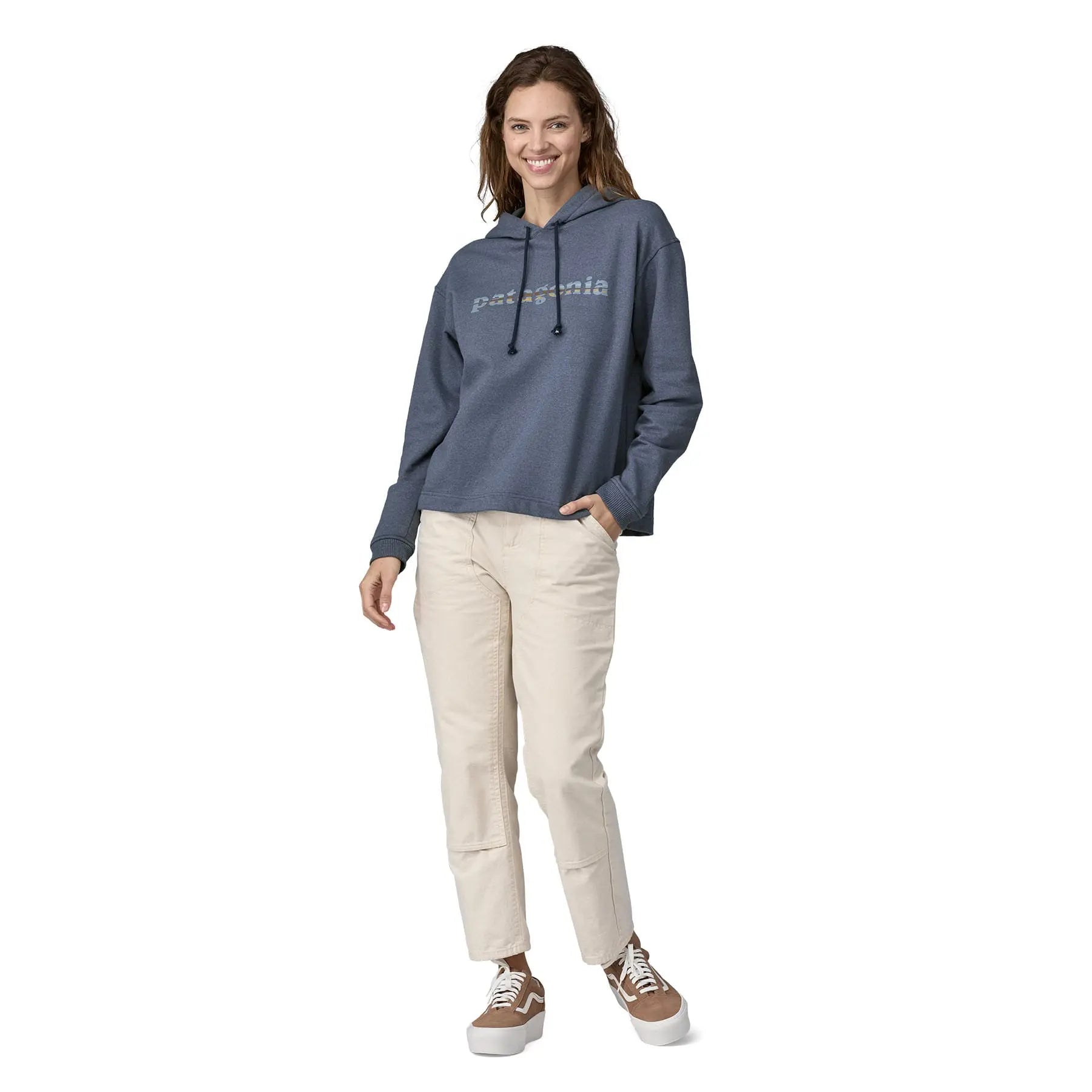 Women's Lightweight '73 Text Logo Wildrise Hoody in New Navy | Patagonia Bend