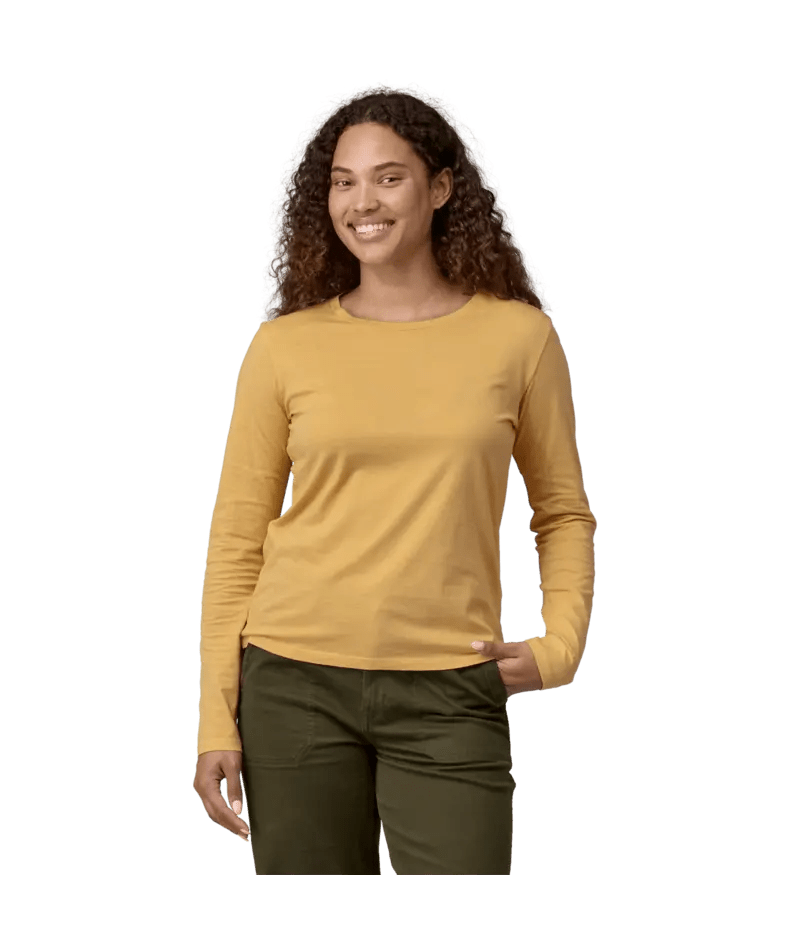 Women's Long - Sleeved Regenerative Organic Certified Cotton Tee in Beeswax Tan | Patagonia Bend