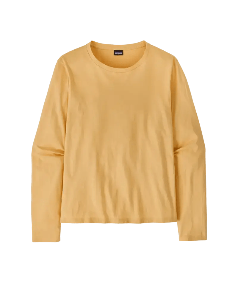 Women's Long - Sleeved Regularenerative Organic Certified Cotton Tee in Beeswax Tan | Patagonia Bend