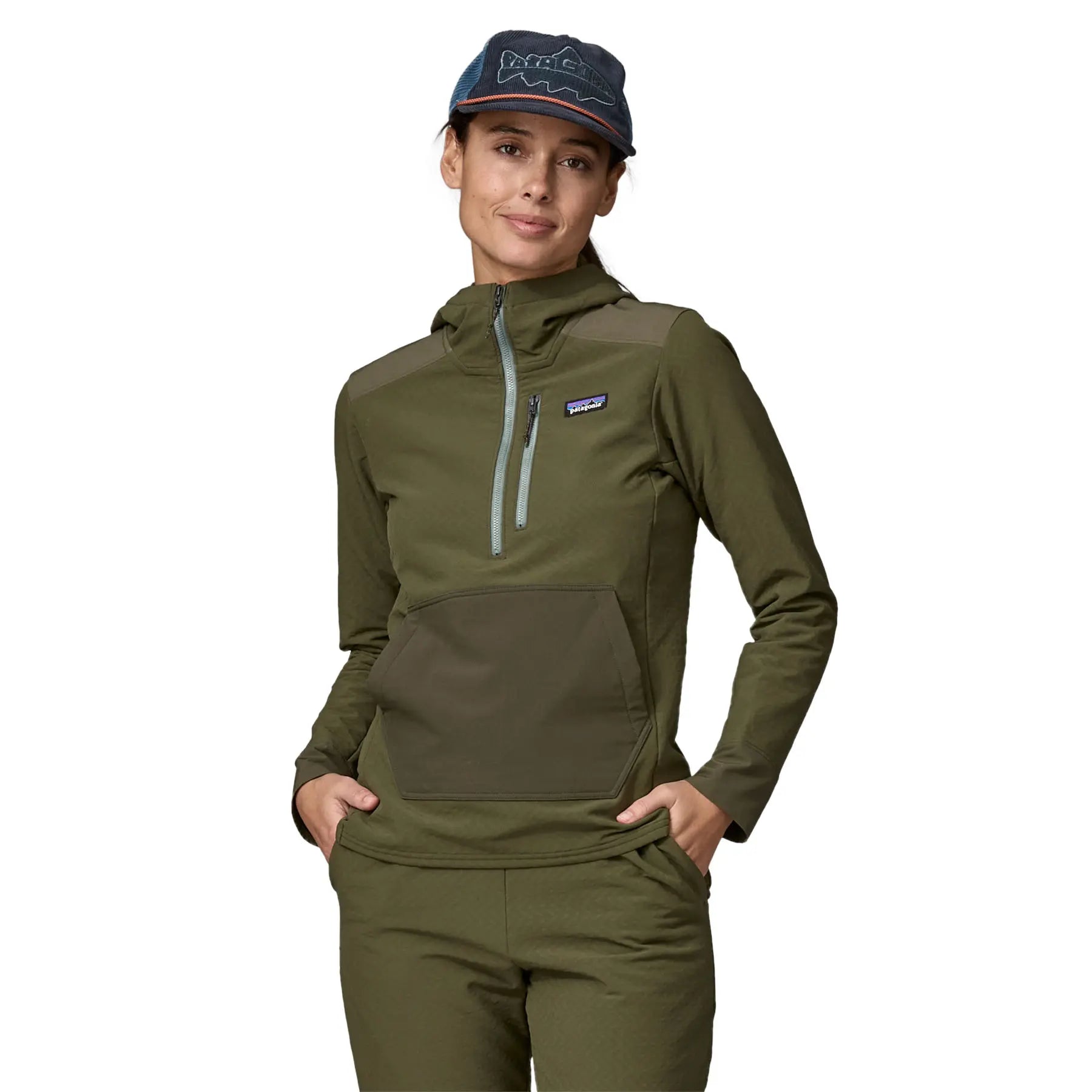 Women's R2 CrossStrata Pullover in Pine Needle Green | Patagonia Bend