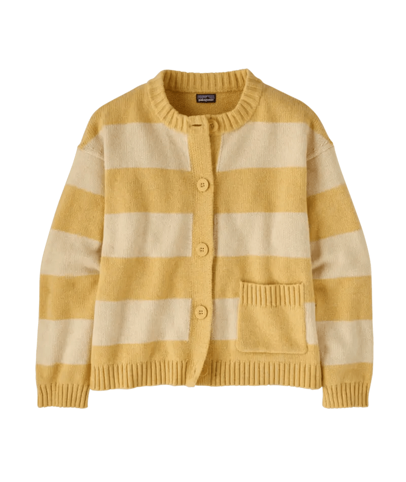 Women's Recycled Wool Sweater Jacket in Happy Stripe: Beeswax Tan | Patagonia Bend